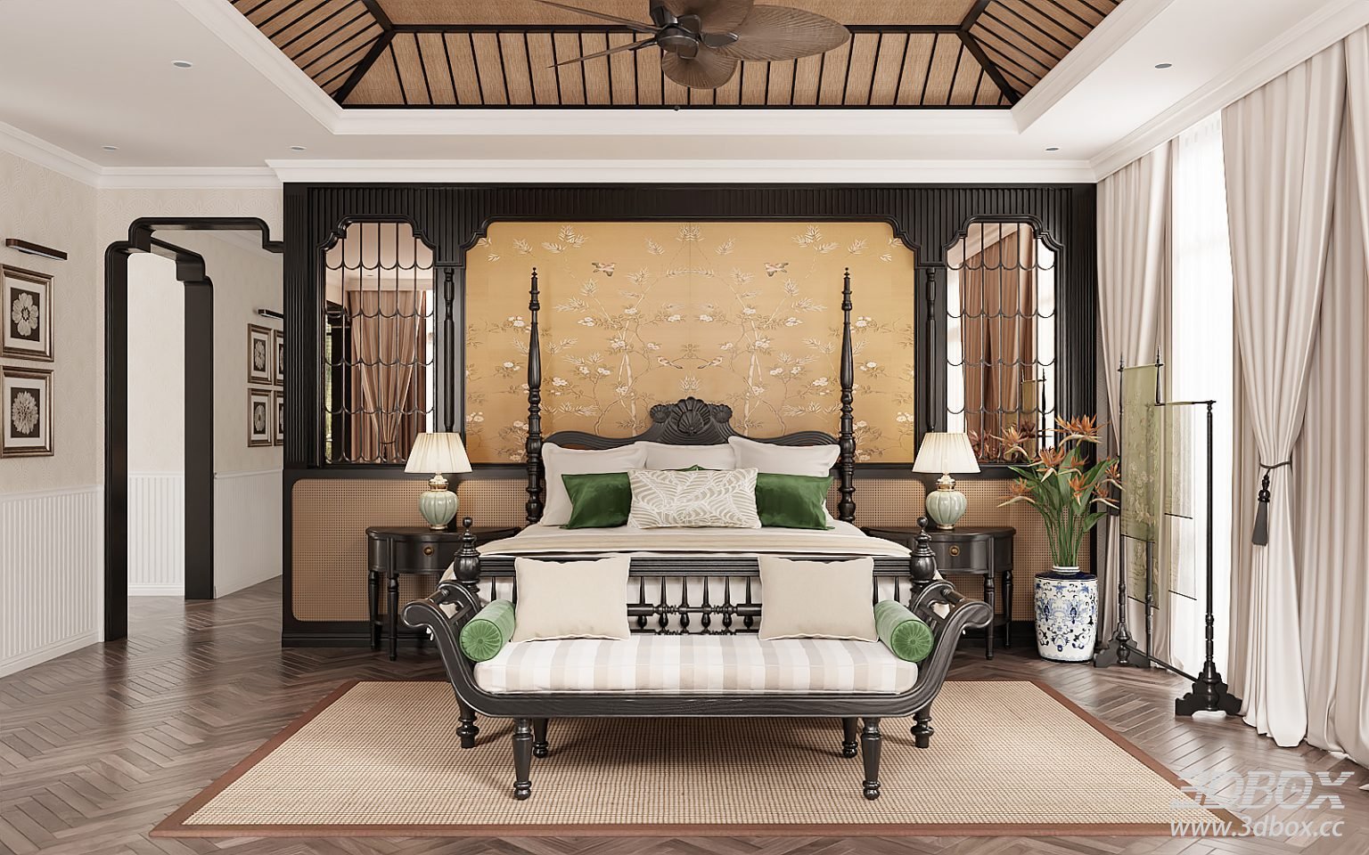 Exquisite Bedroom and Bathroom 3D Model