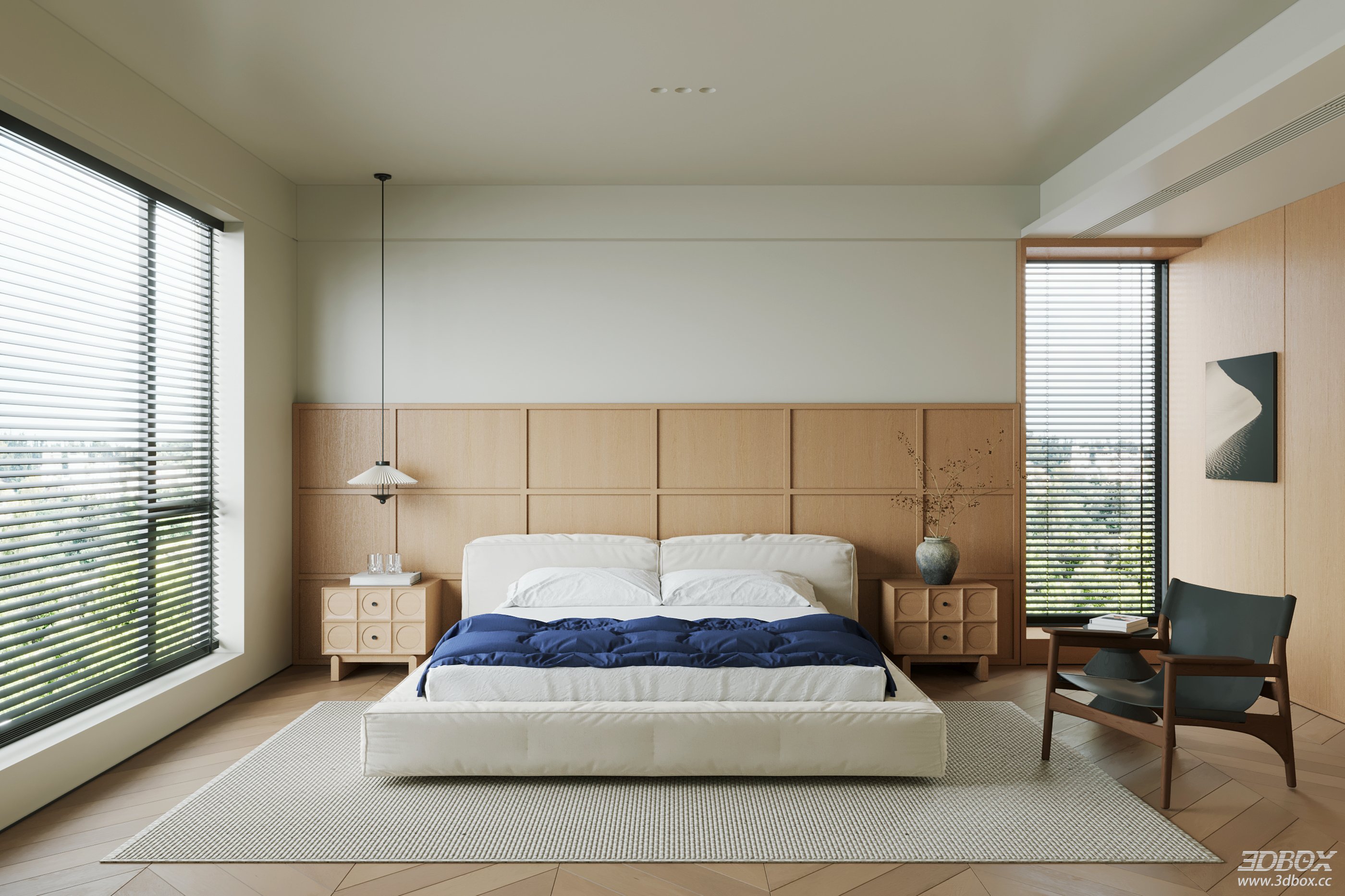 Modern Minimalist Bedroom 3D Model