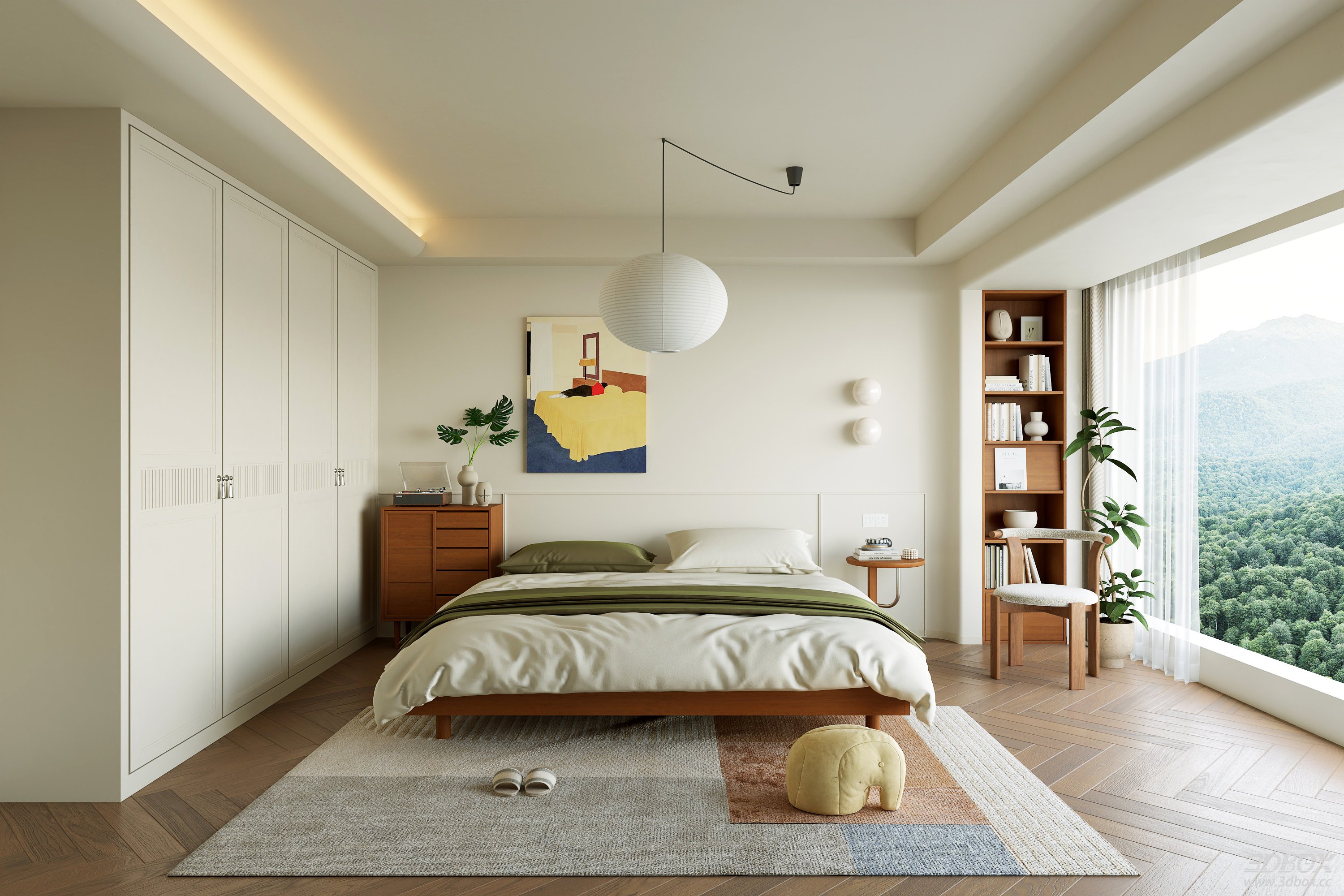 Modern Minimalist Bedroom 3D Model