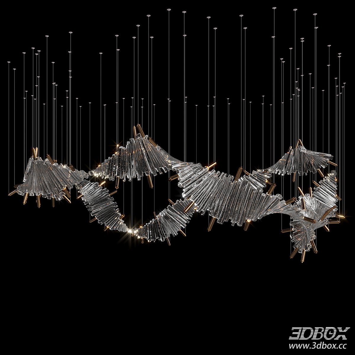 Modern Wave - shaped Crystal Ceiling Lamp