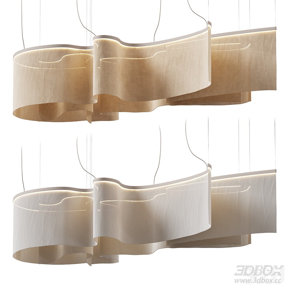 Wave - shaped Ceiling Lamp 3D Model