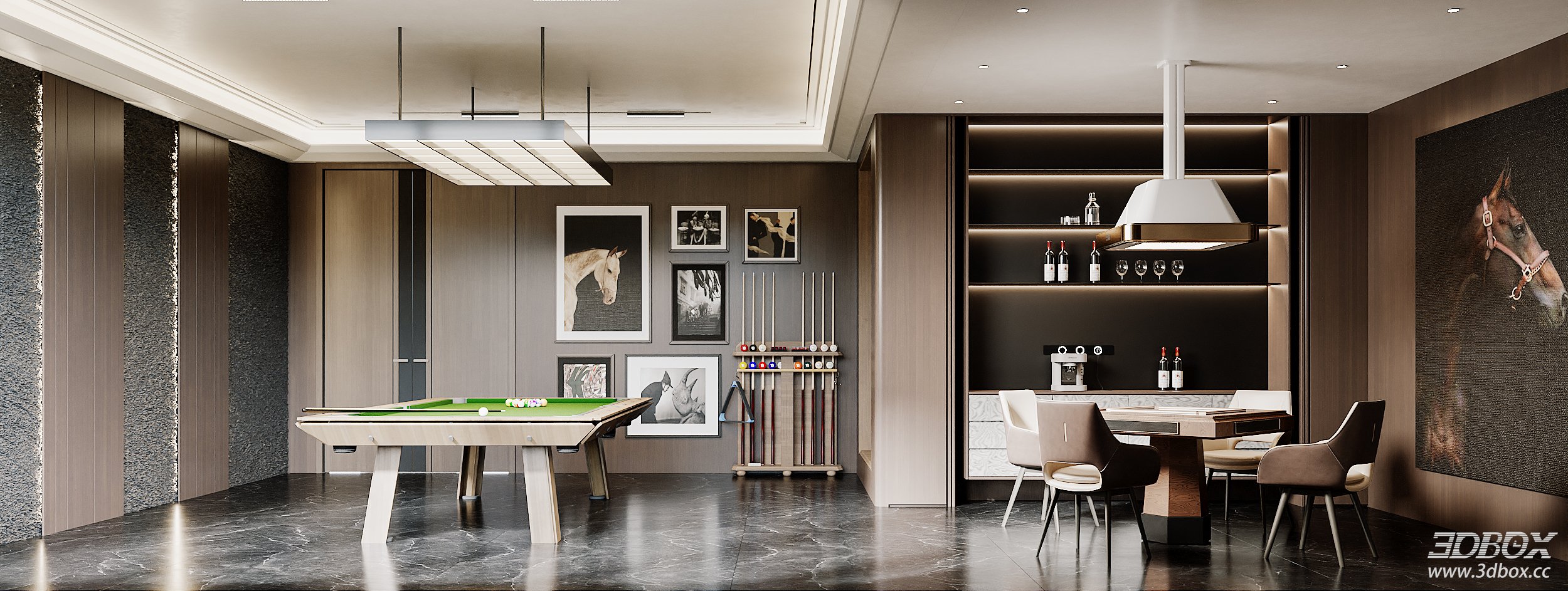 Modern Gym and Entertainment Room 3D Model