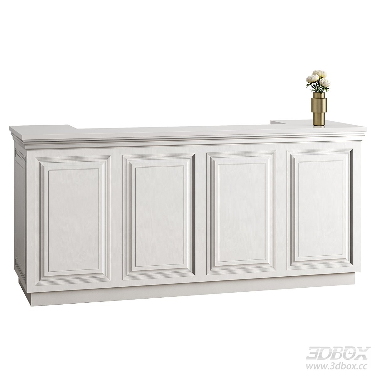 White Sideboard with Vase Decoration