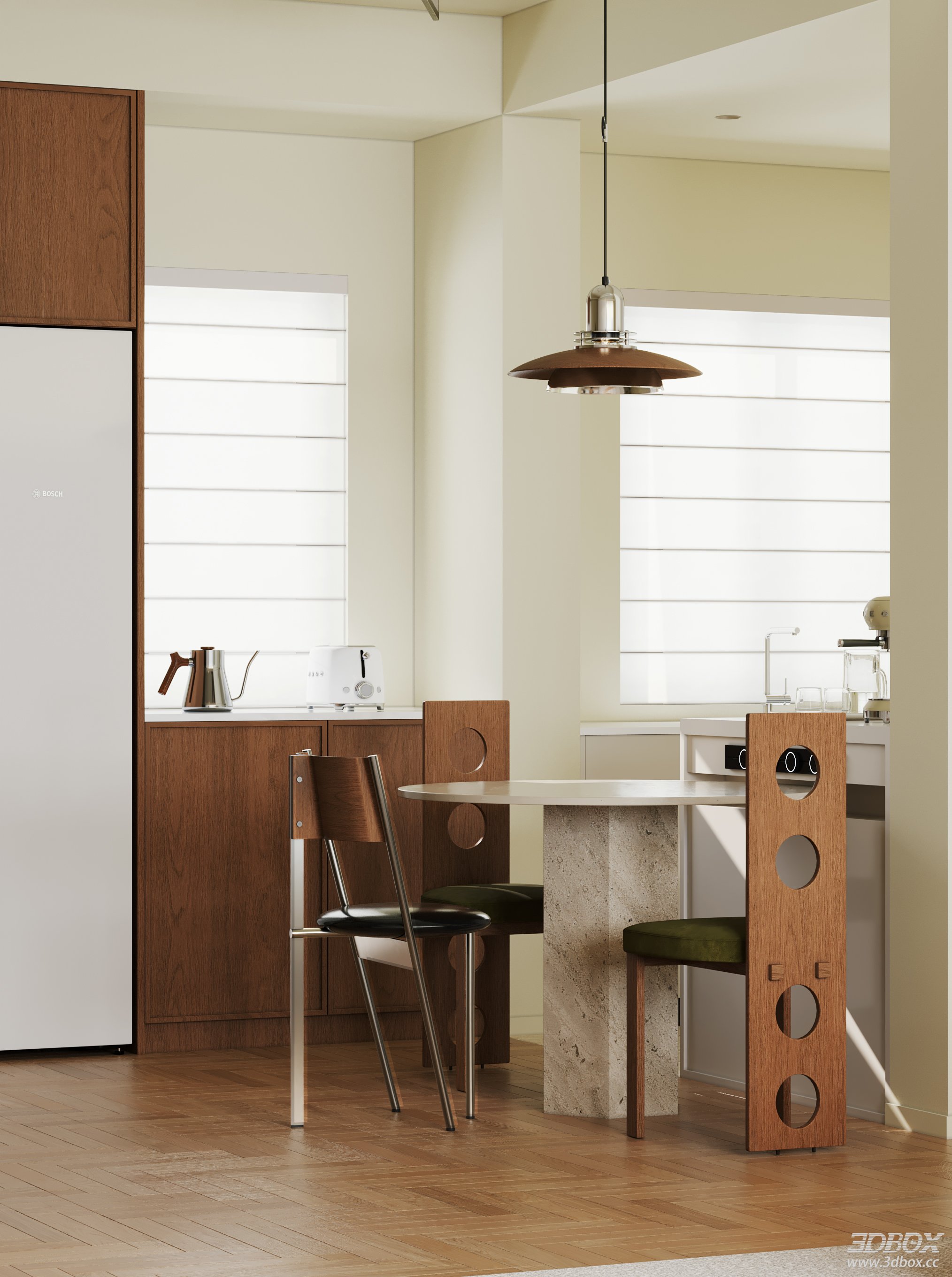 Modern Kitchen and Dining Room 3D Model