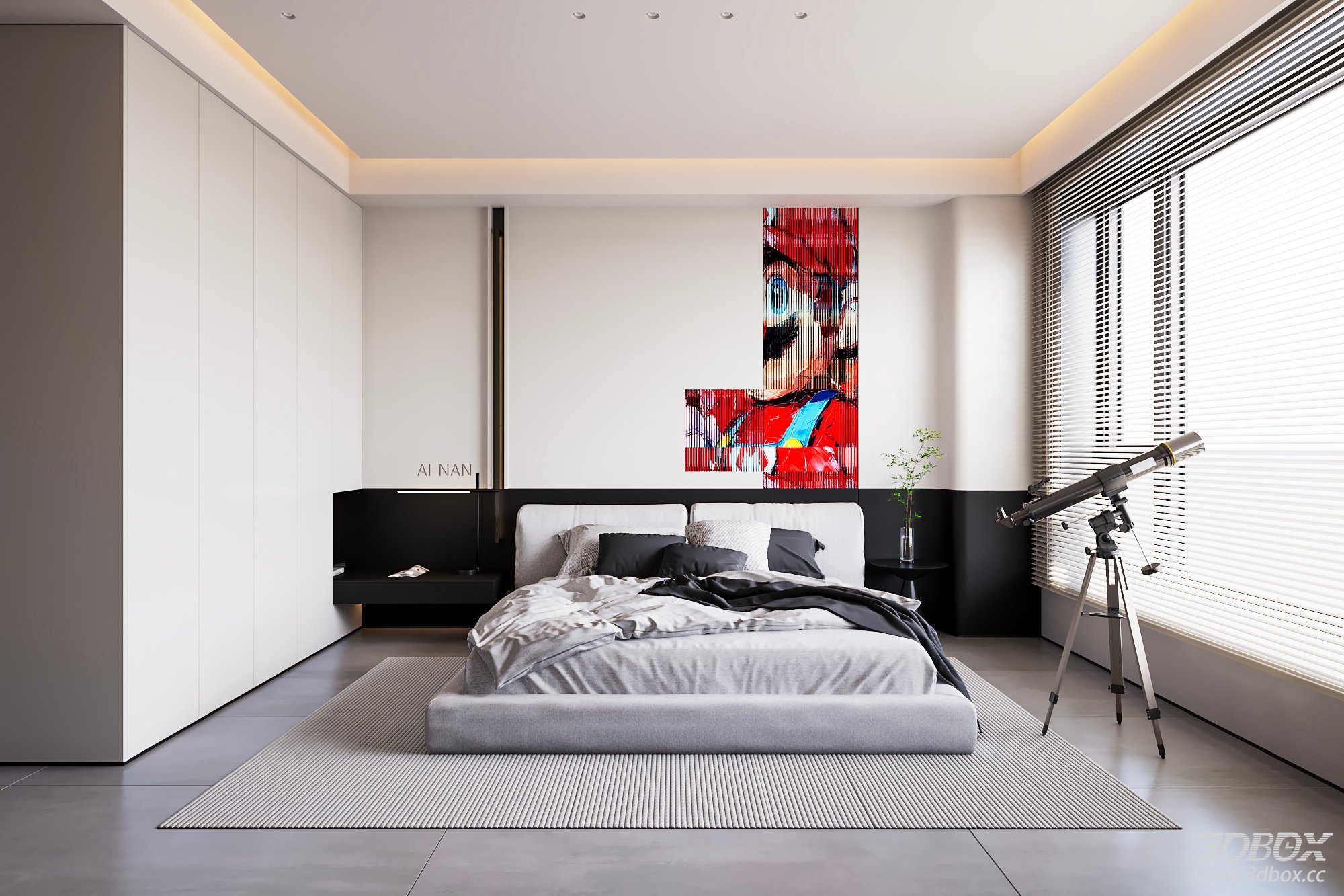 Modern Minimalist Bedroom 3D Model