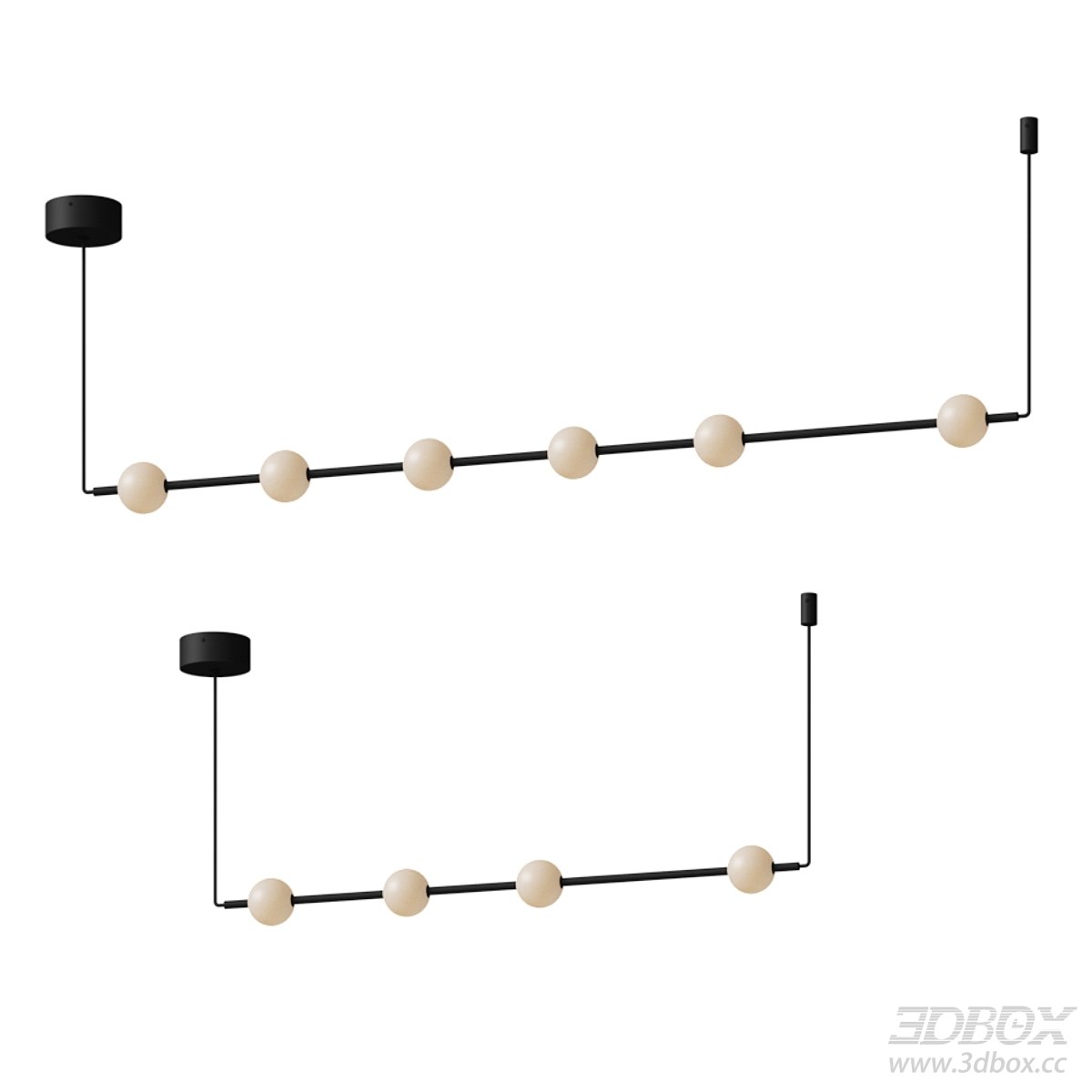 Modern Linear Ceiling Lamp with Spherical Shades
