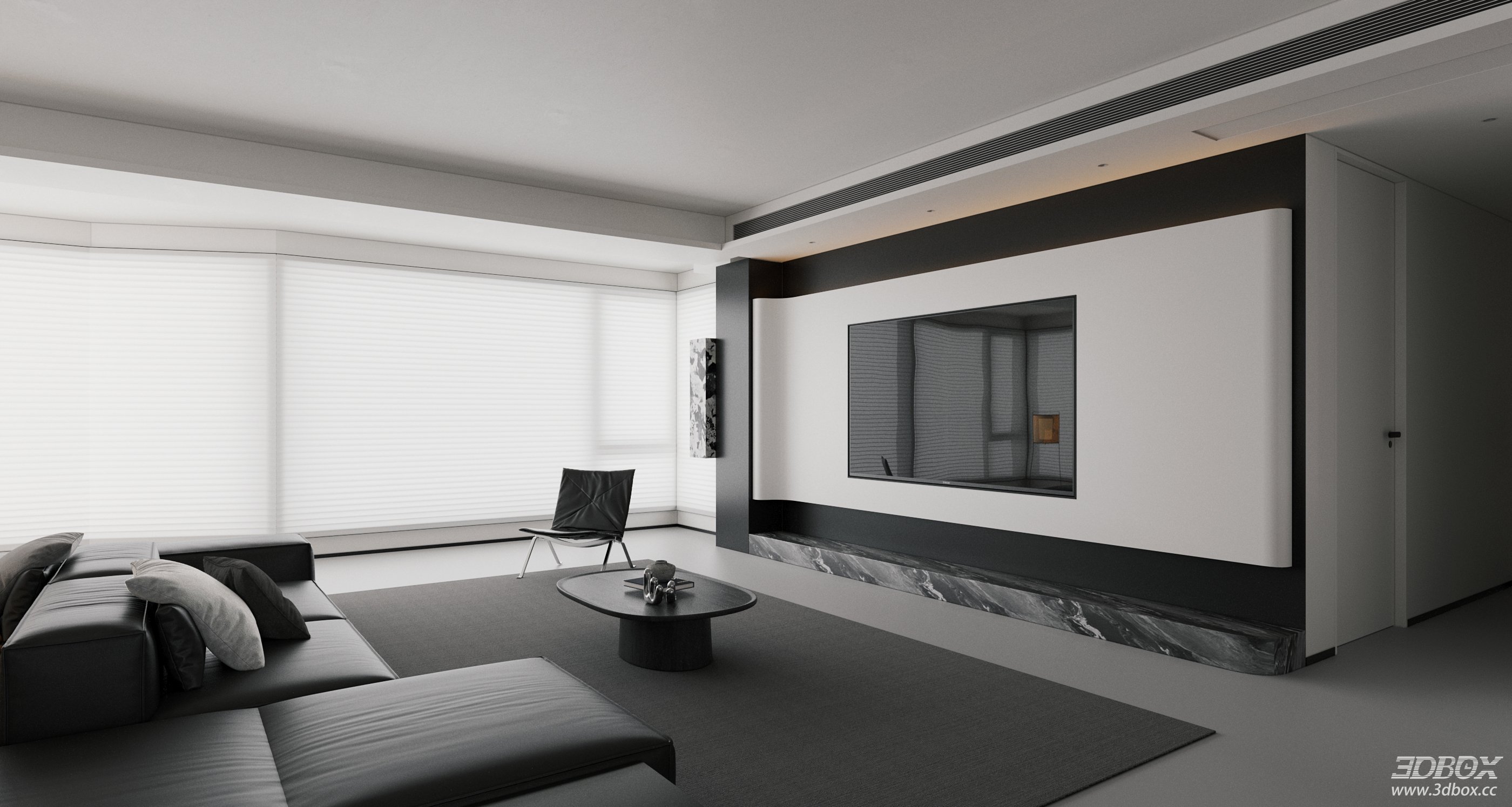 Modern Minimalist Living Room 3D Model