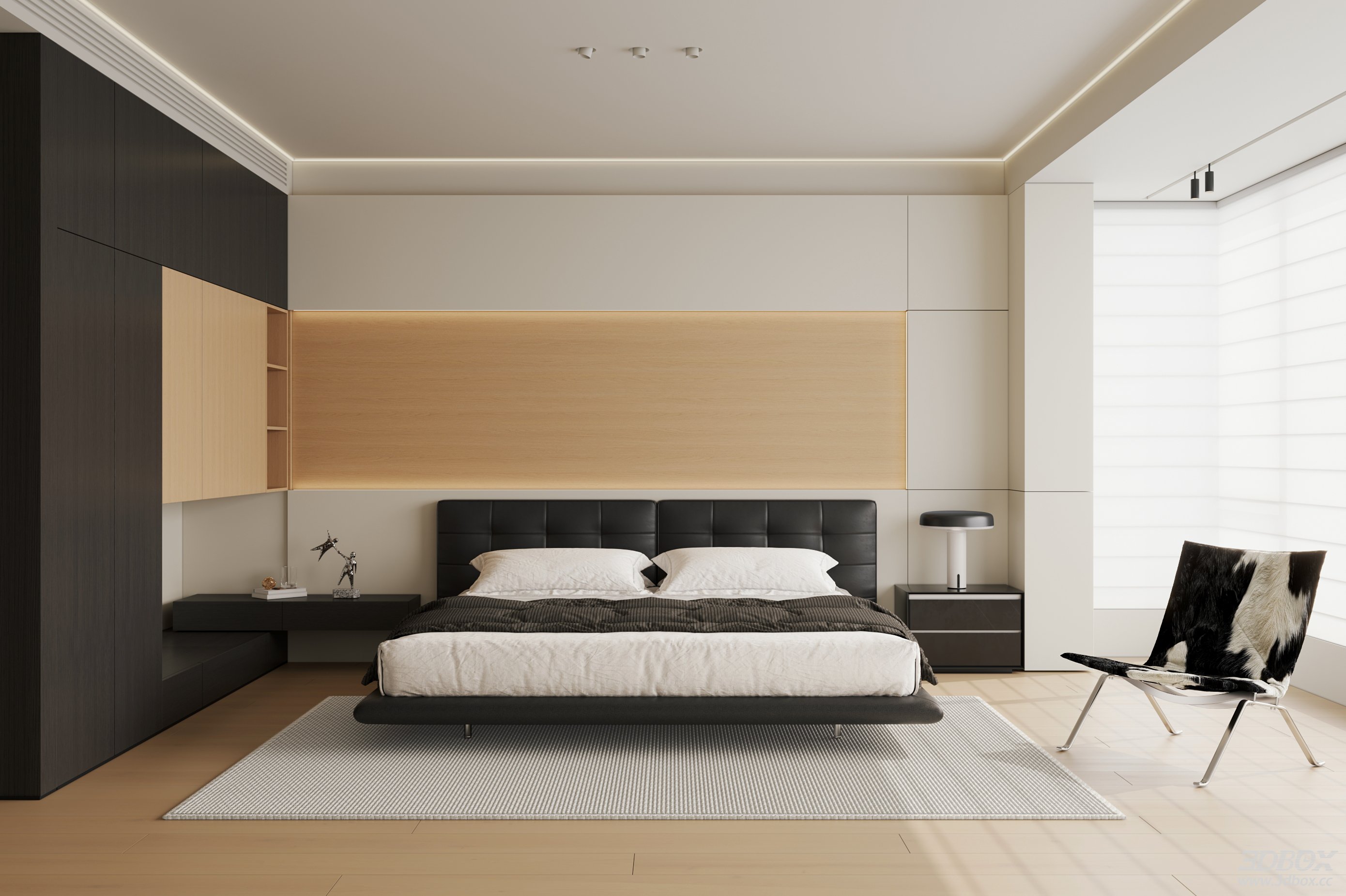Modern Minimalist Bedroom 3D Model