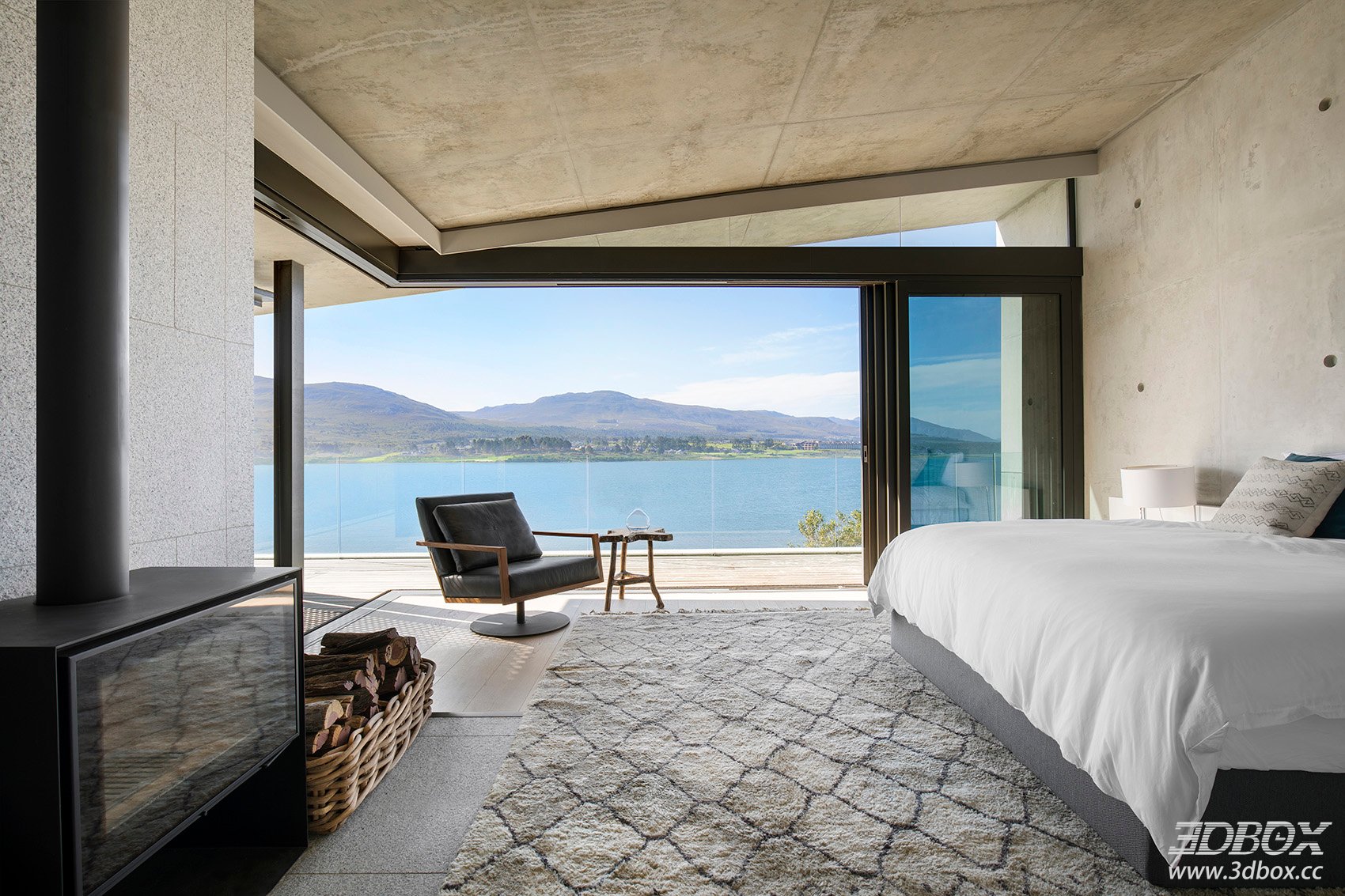 Modern Bedroom with Scenic View