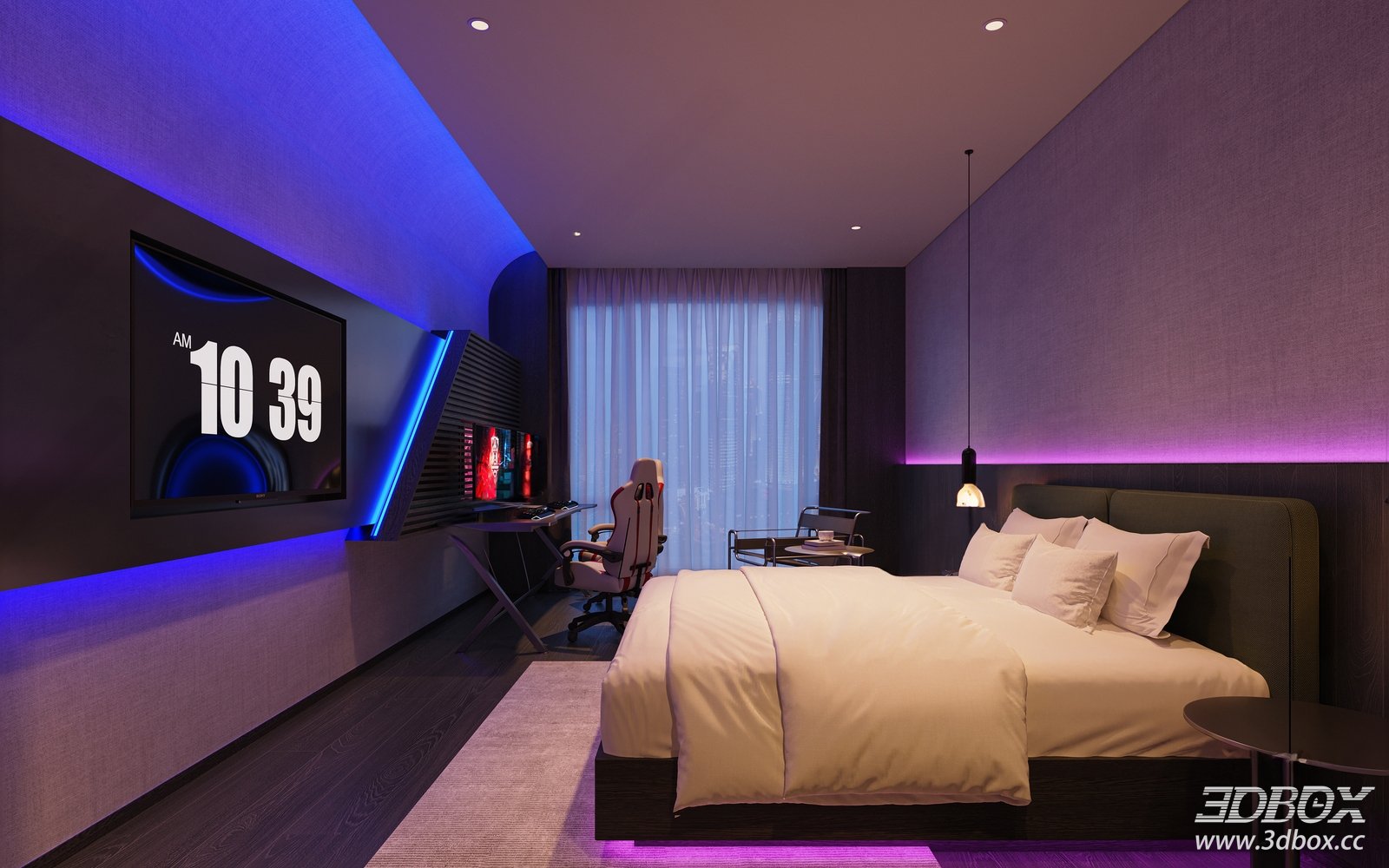 Modern Gaming - Themed Bedroom 3D Model