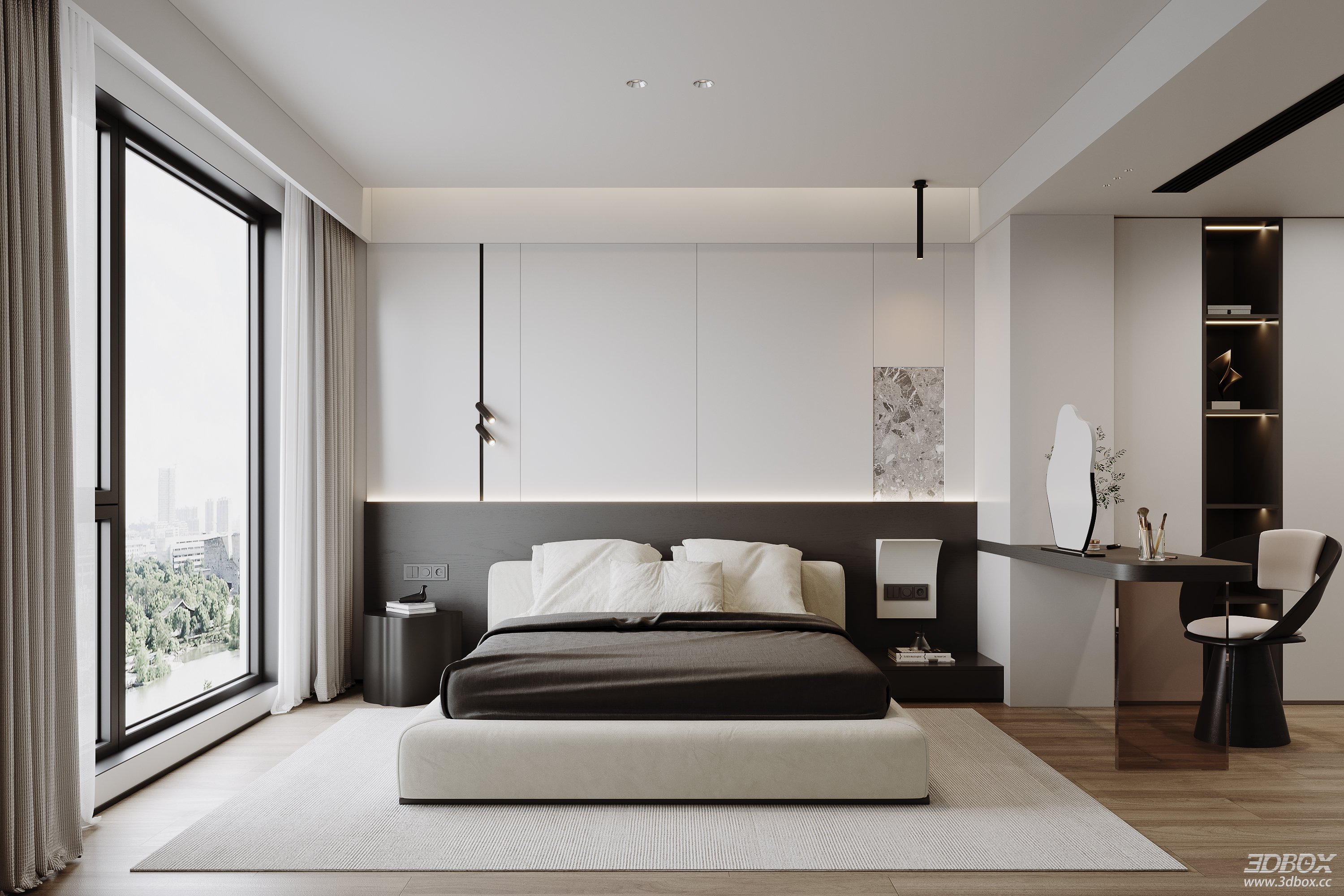Modern Minimalist Bedroom 3D Model