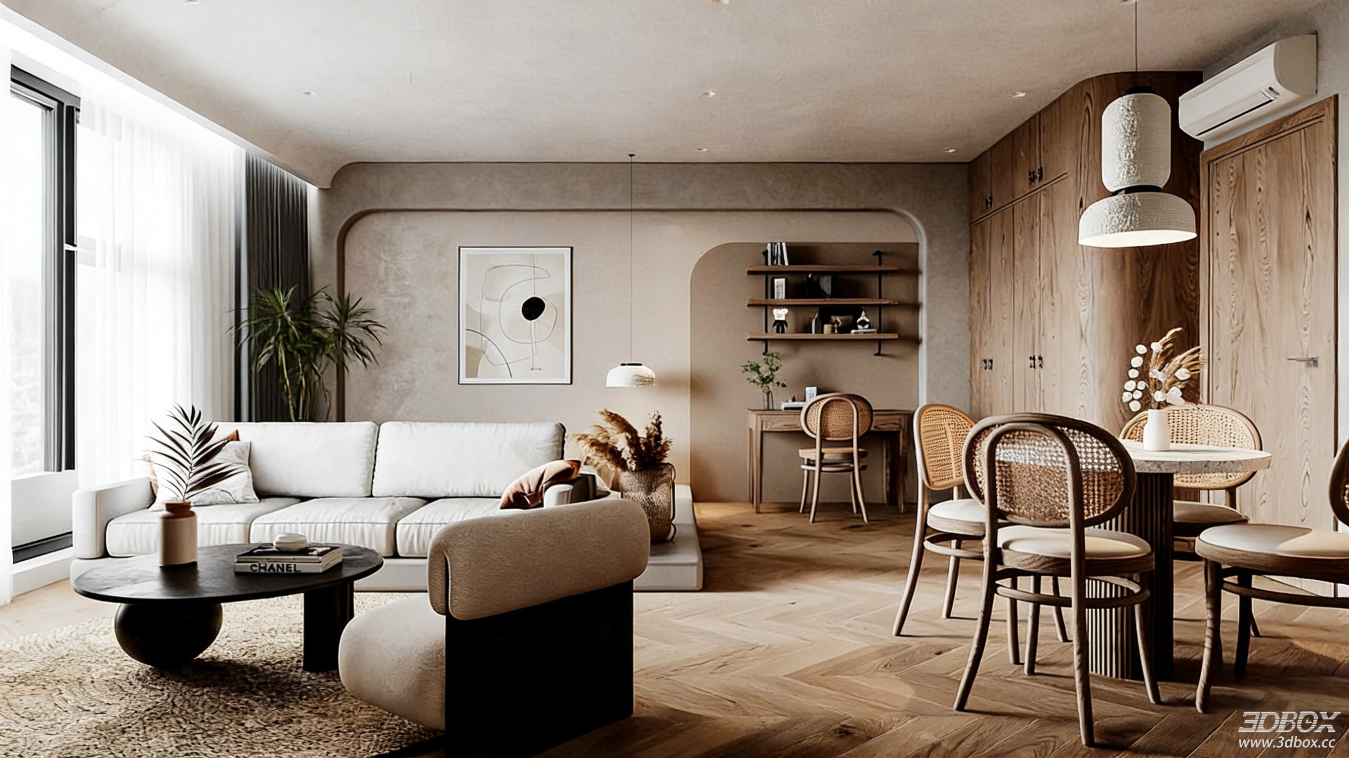 Modern Living - Kitchen Integrated Space 3D Model
