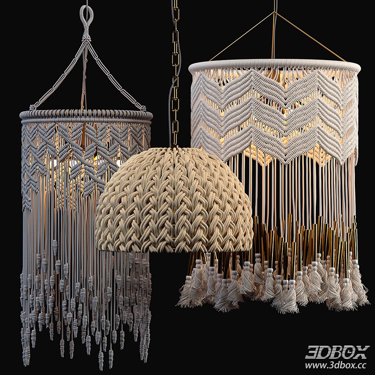 Macrame Ceiling Lamps 3D Model