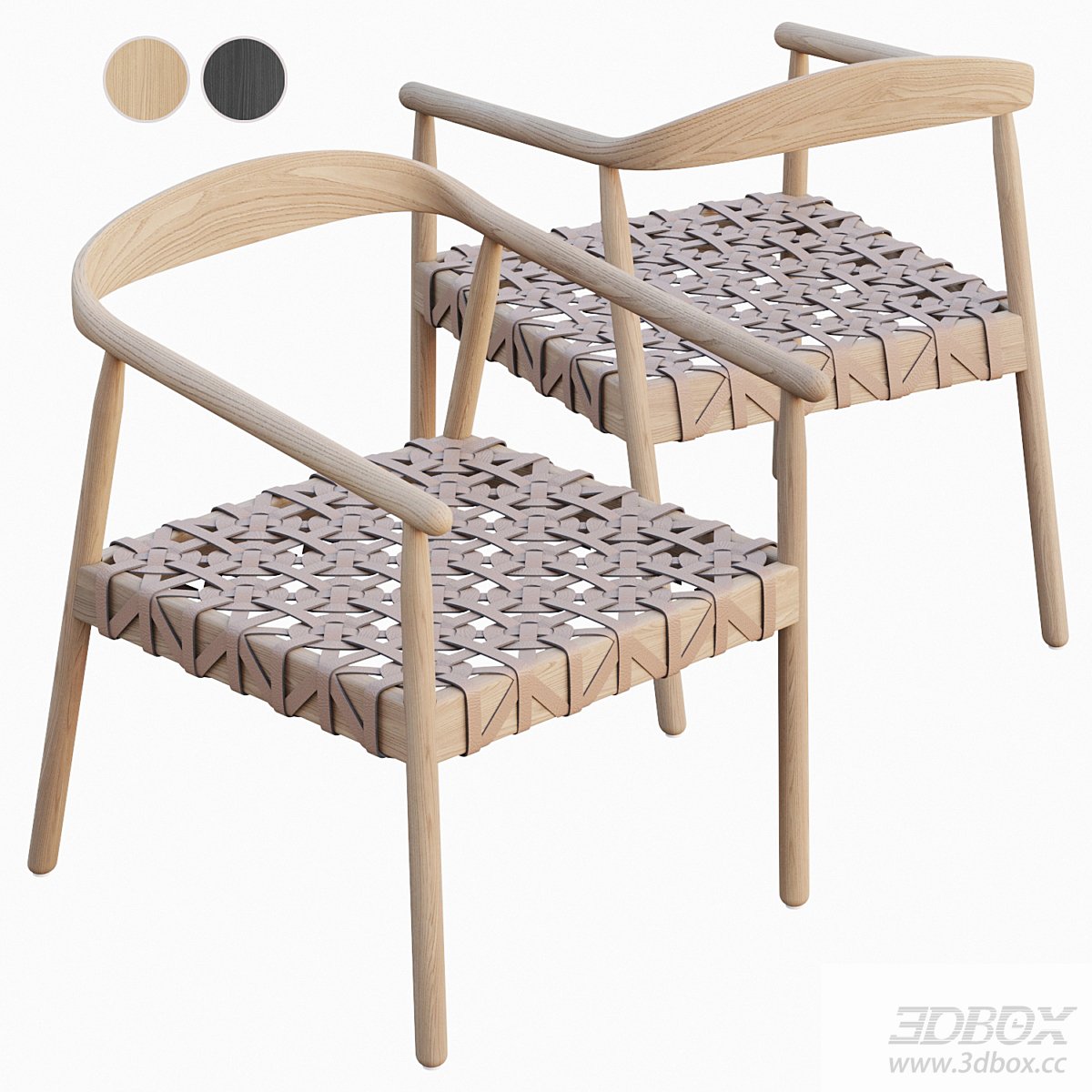 Wooden Armchairs with Woven Seat