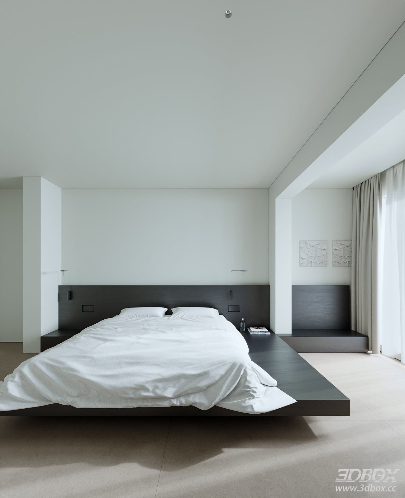 Modern Minimalist Bedroom 3D Model