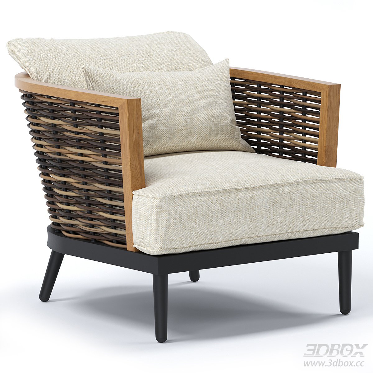 Woven Armchair with Cushions