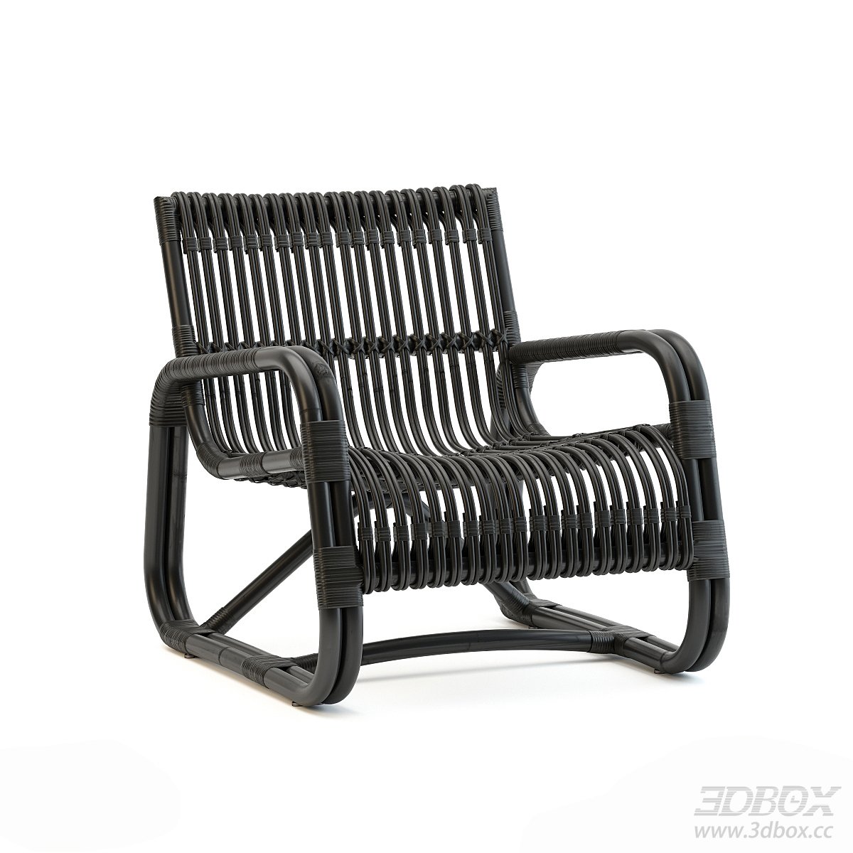 Black Rattan Armchair 3D Model