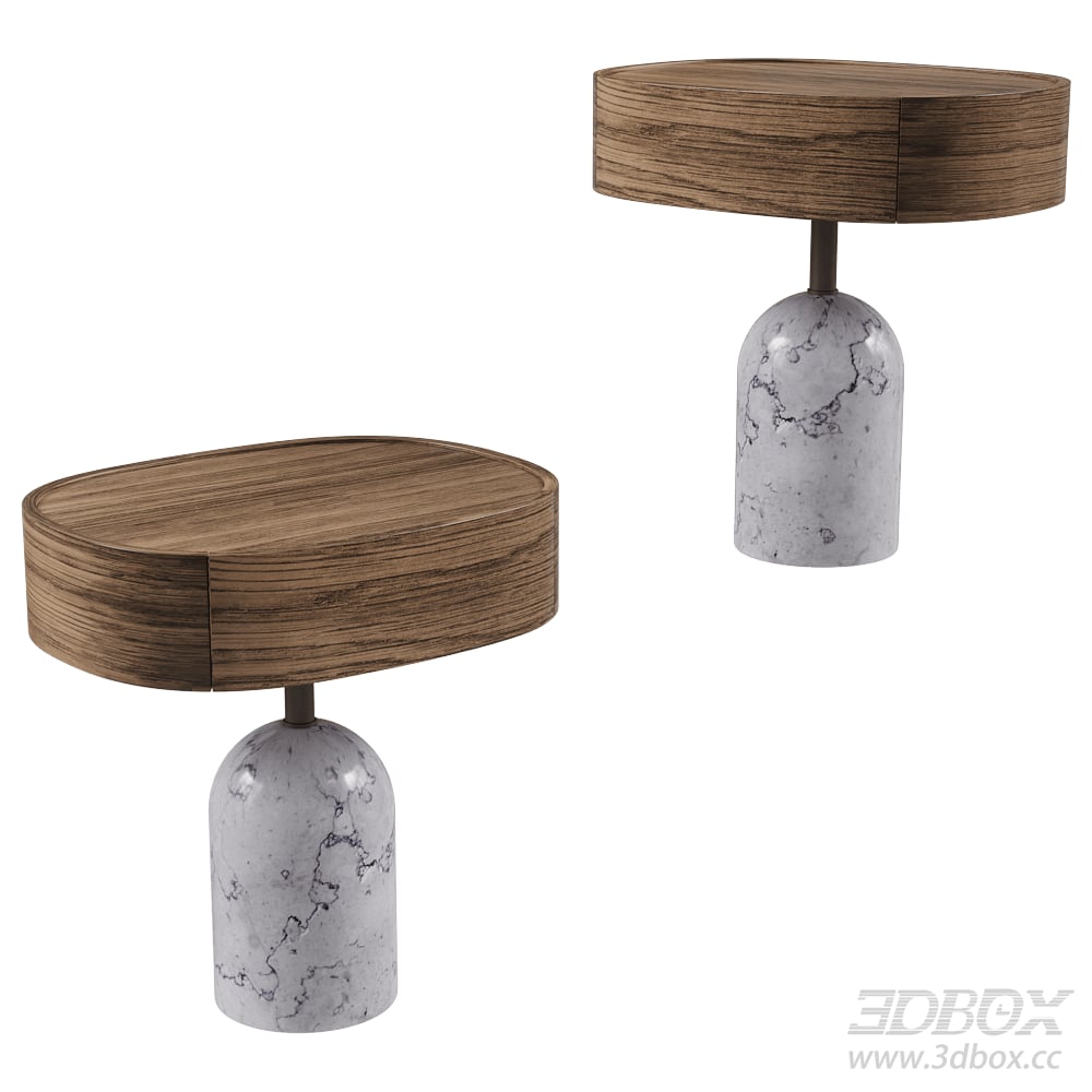Modern Oval Side Table with Marble Base