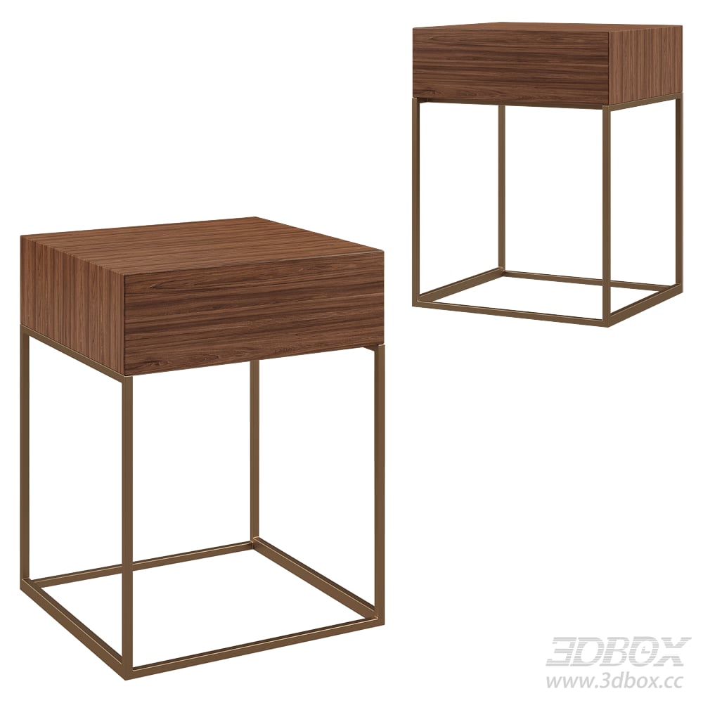 Modern Side Table with Wooden Top and Metal Frame