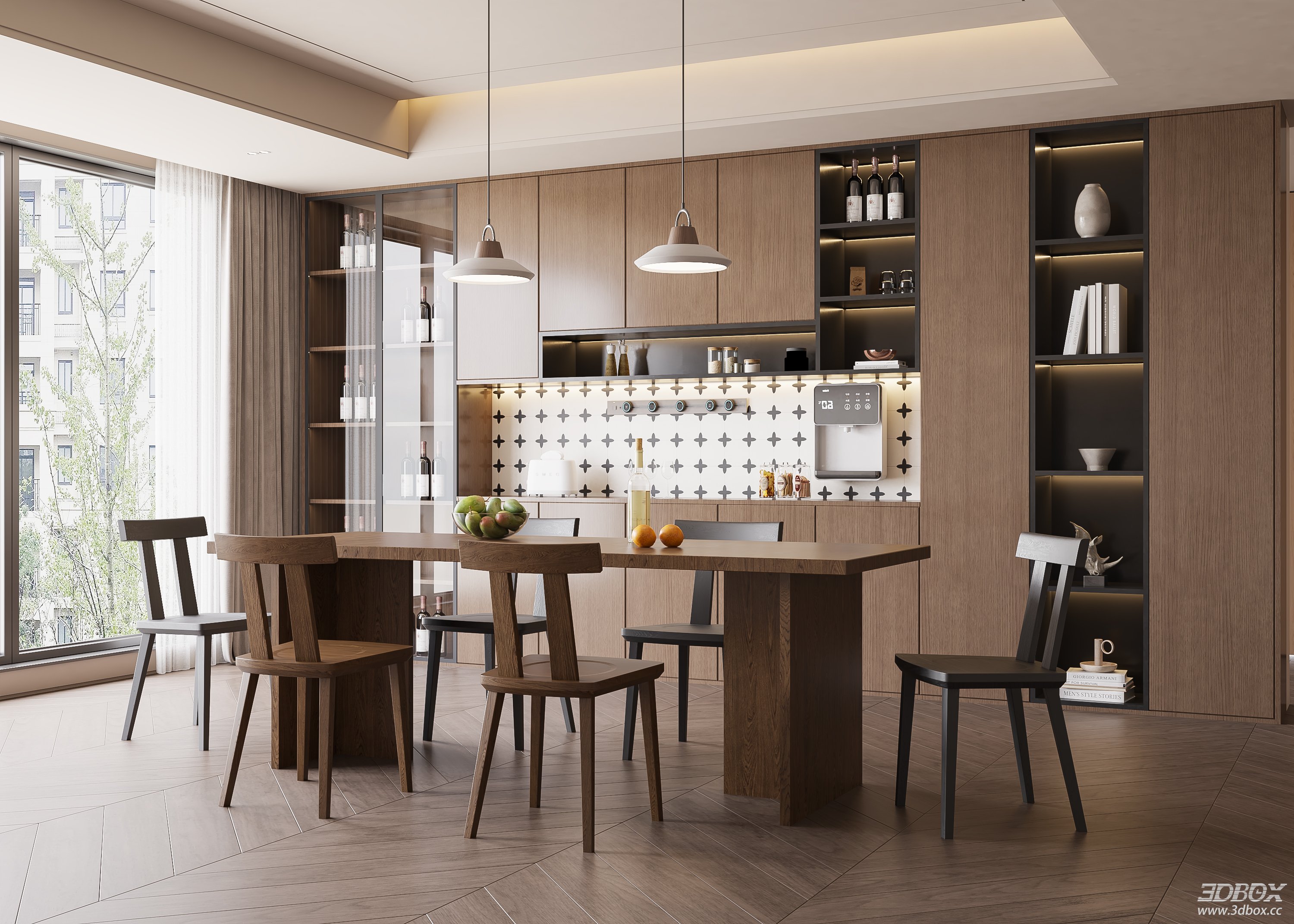 Modern Kitchen and Dining Room 3D Model