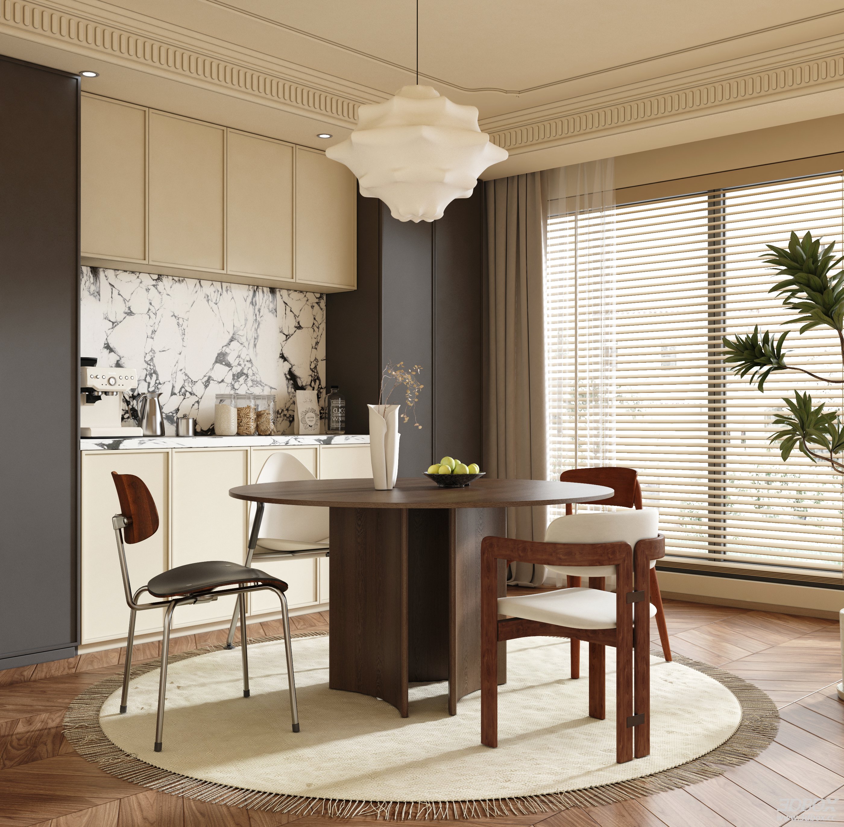 Modern Kitchen - Dining Room Scene