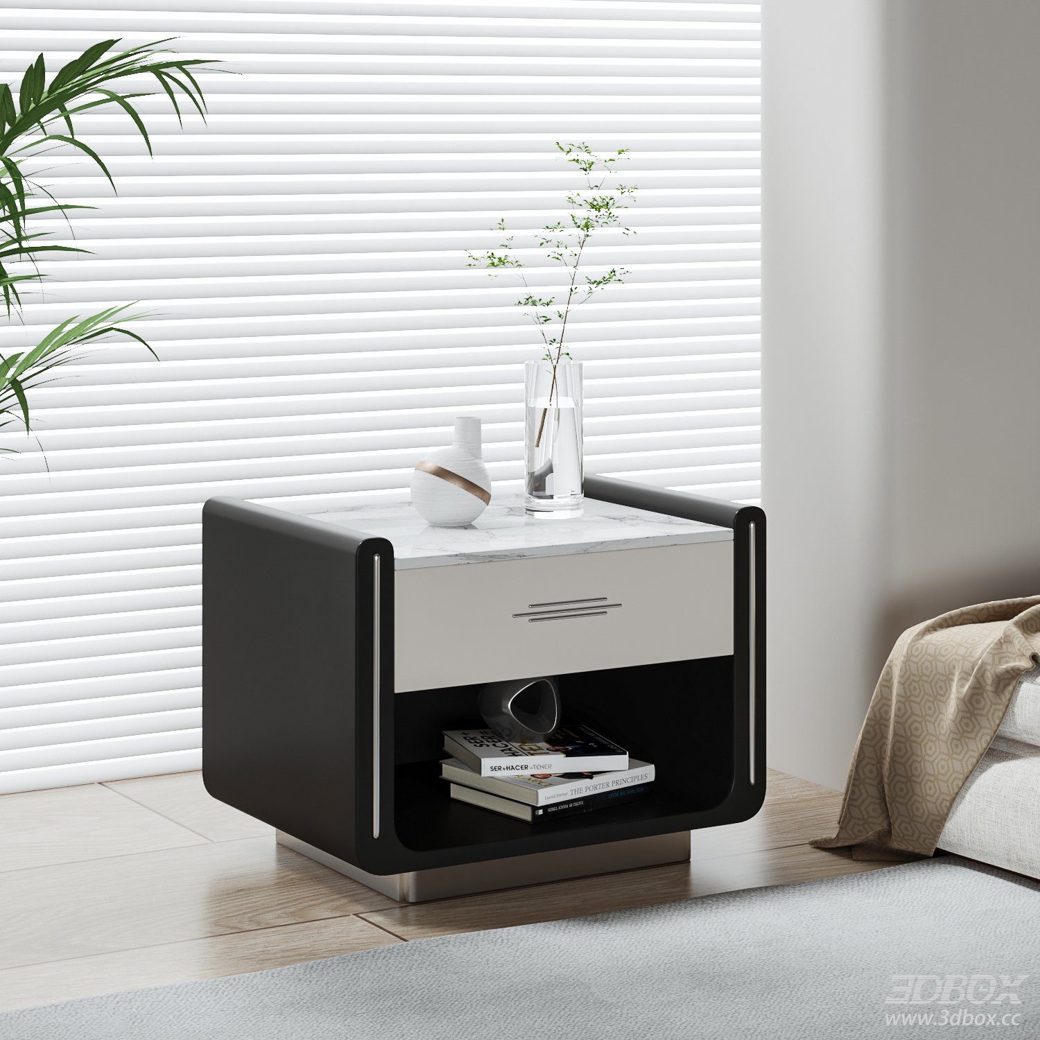 Modern Side Table with Drawer and Shelf