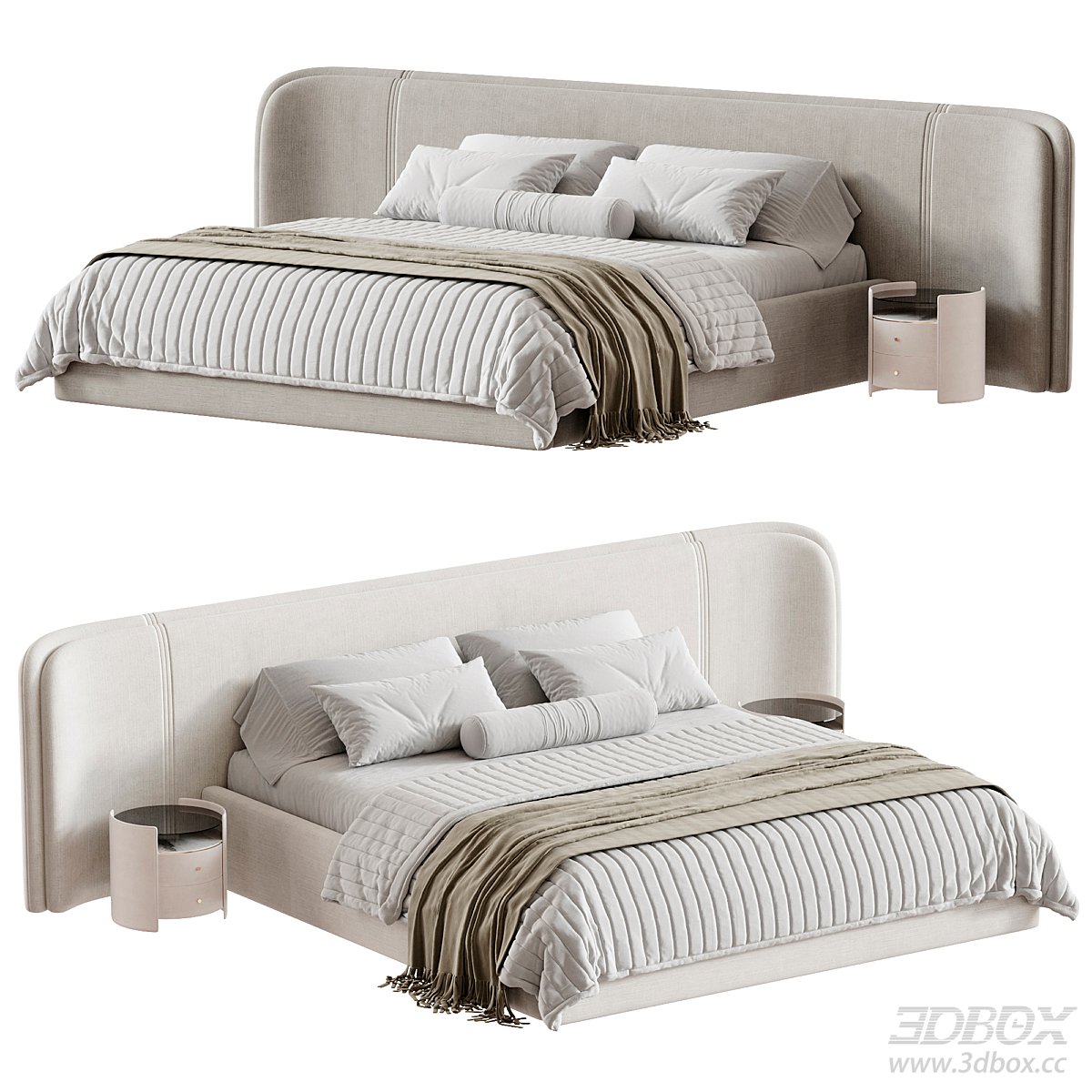Modern Double Bed with Nightstands