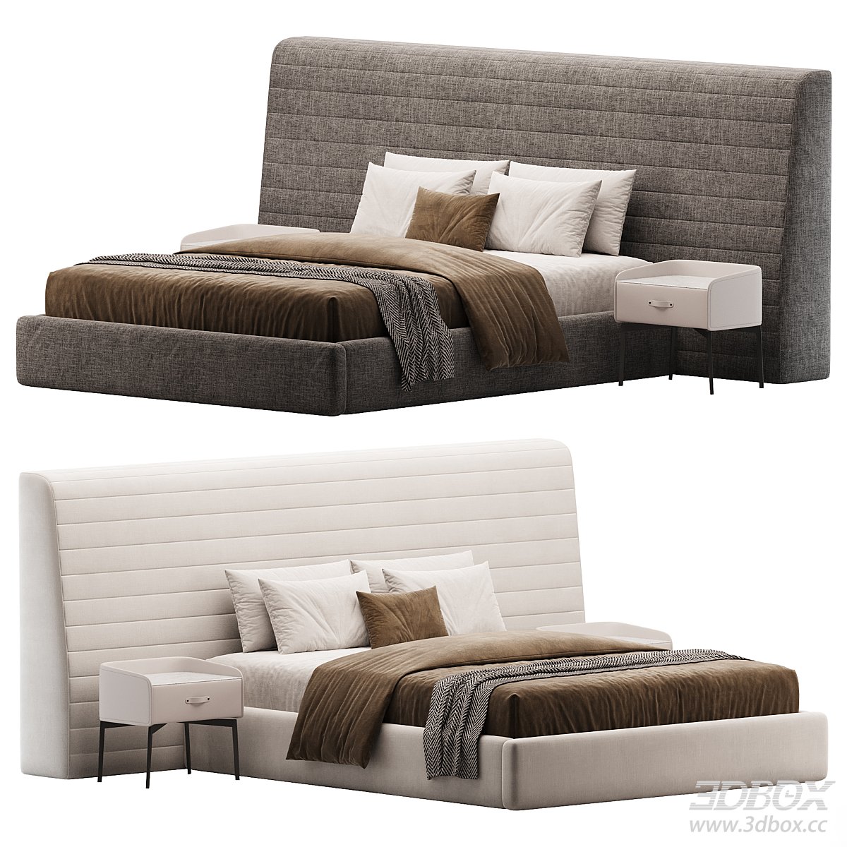 Modern Double Bed with Nightstands