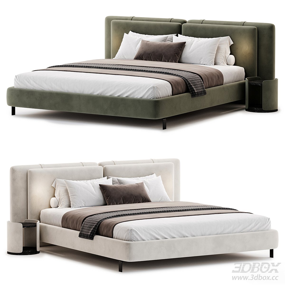 Modern Double Bed 3D Model