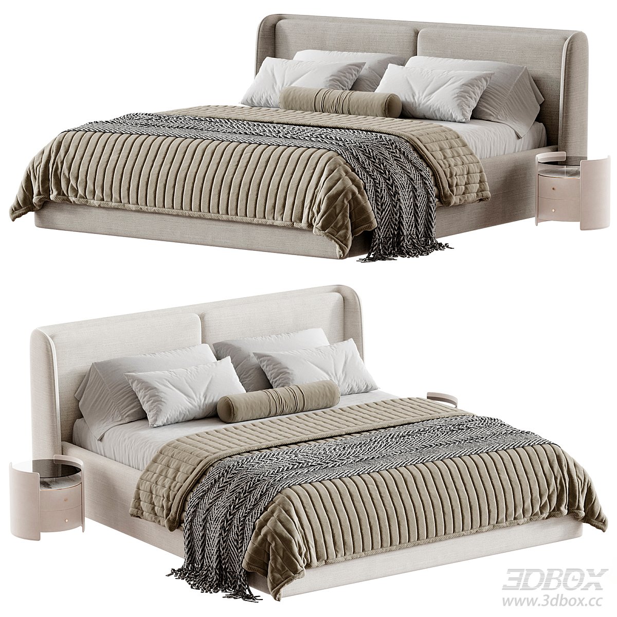 Modern Double Bed with Nightstands