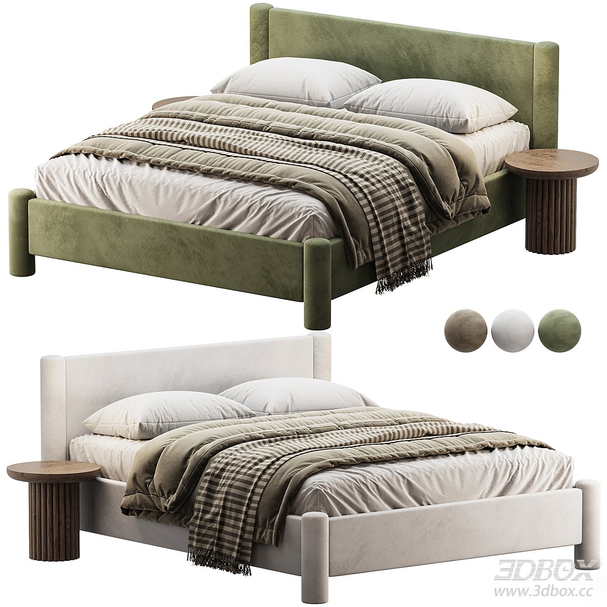 Modern Double Bed with Side Tables