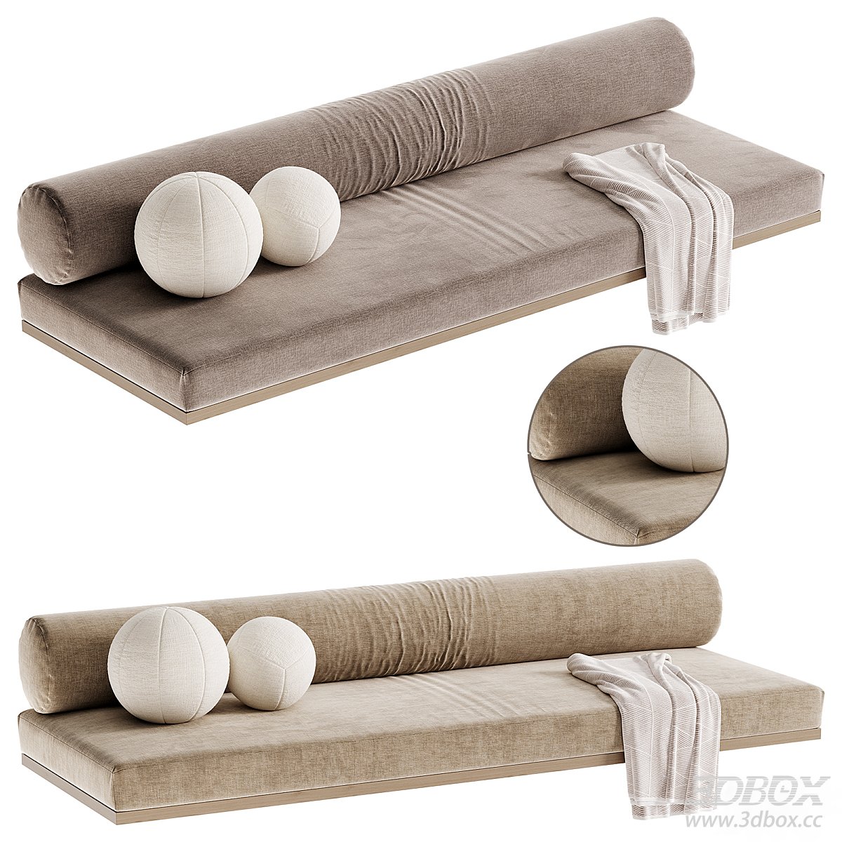 Modern Single Sofa with Pillows and Blanket