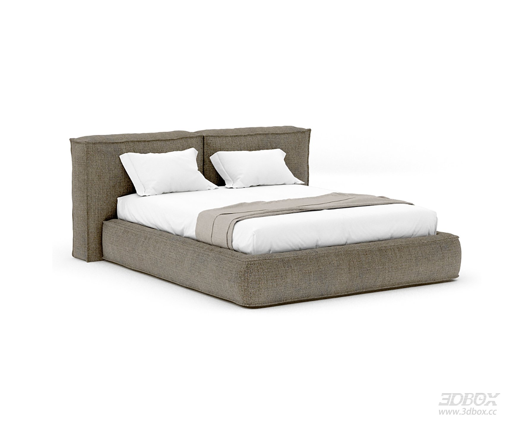 Modern Double Bed with Upholstered Headboard