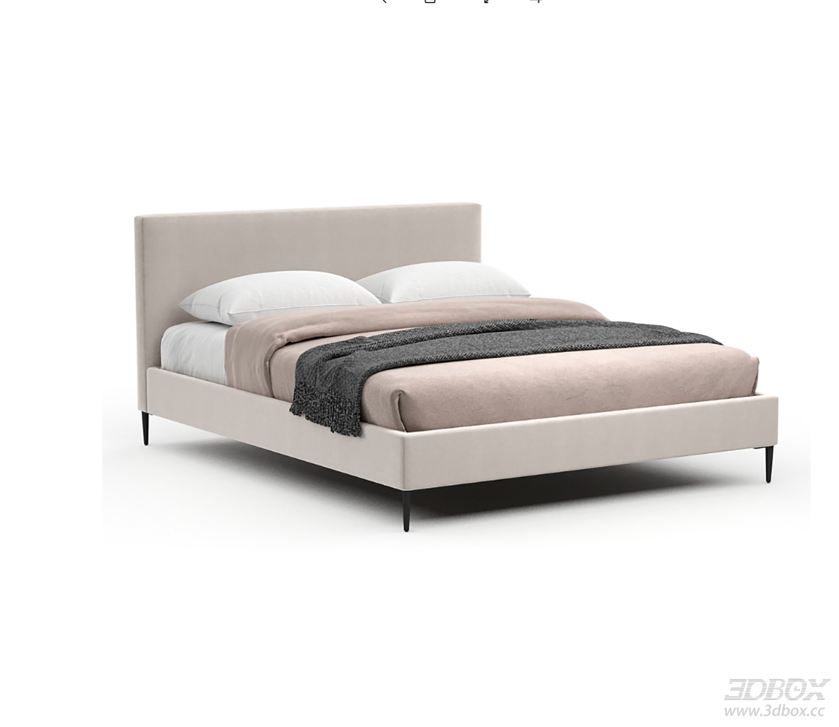 Modern Double Bed 3D Model