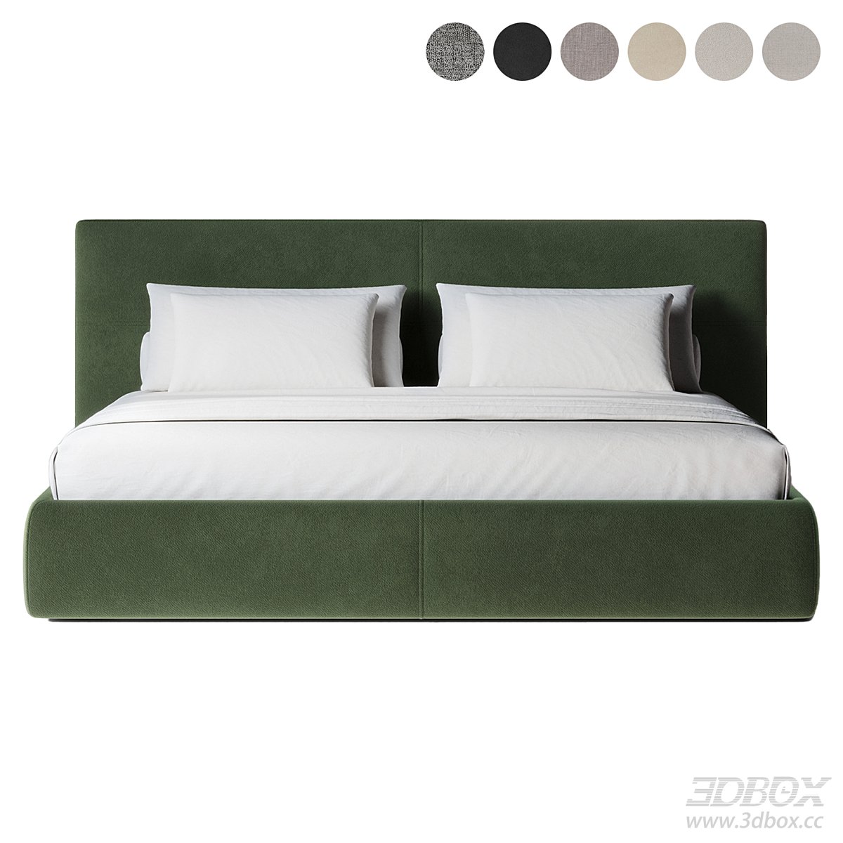 Modern Green Double Bed with Pillows