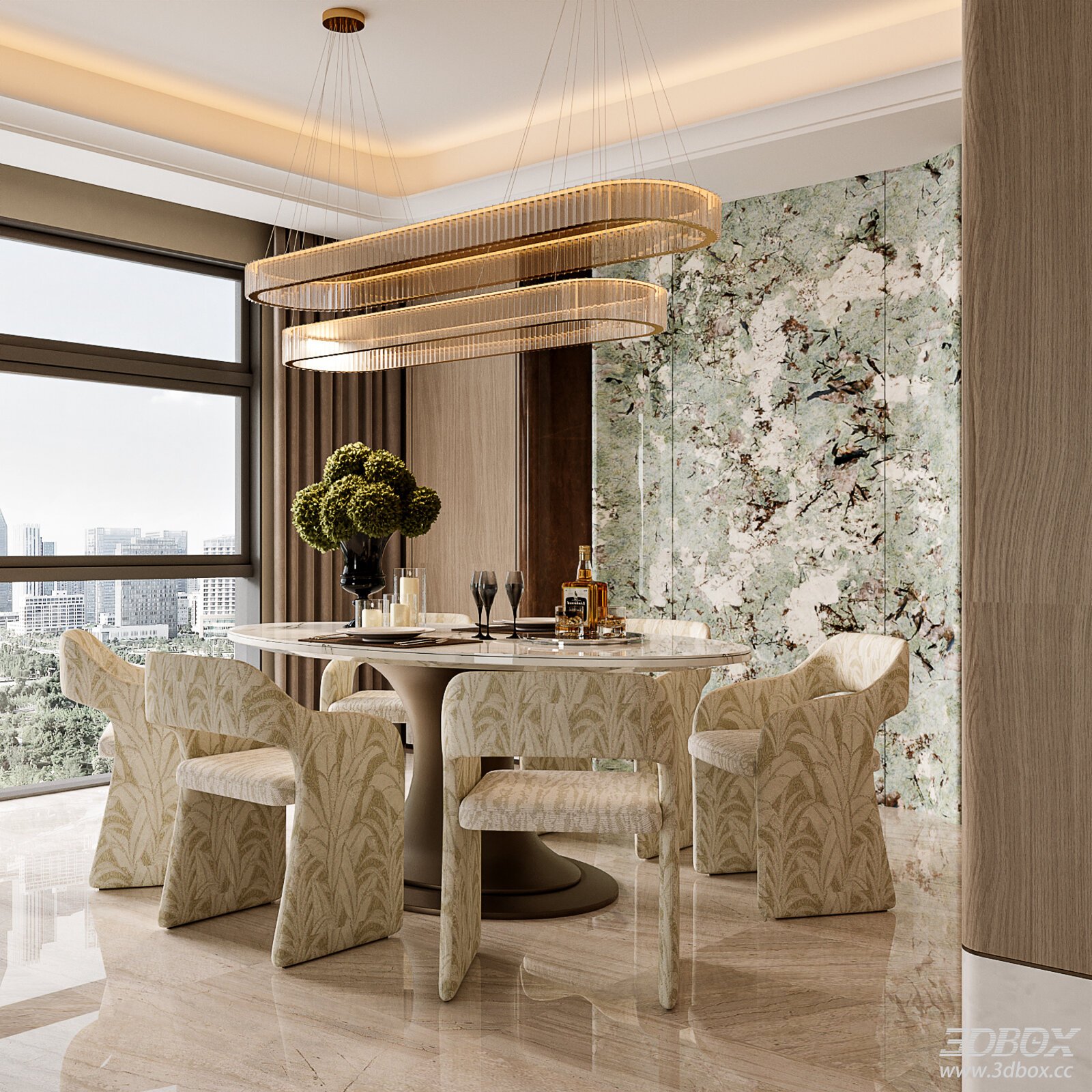 Shanghai Light Luxury Dining Room 3D Model
