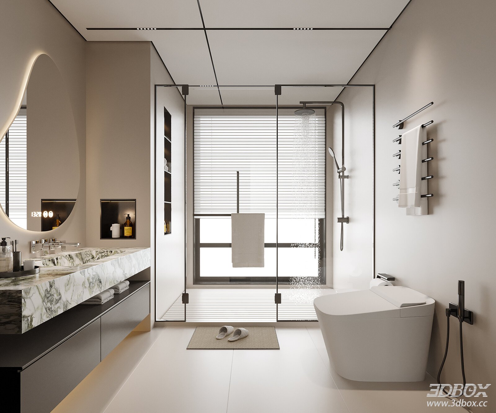 Modern Bathroom Wash Basin Hotel Bathroom 3D Model