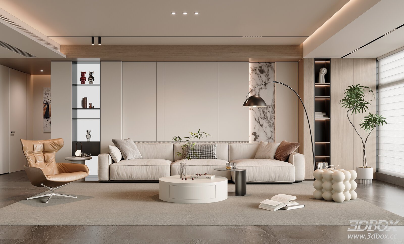 Modern Living Room Sofa Tea Table Set 3D Model