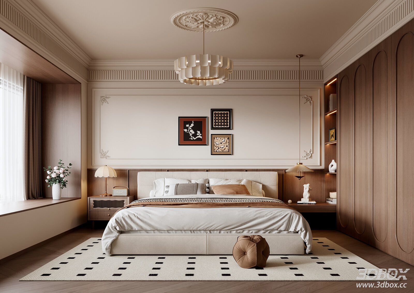 French Vintage Style Bedroom 3D Model