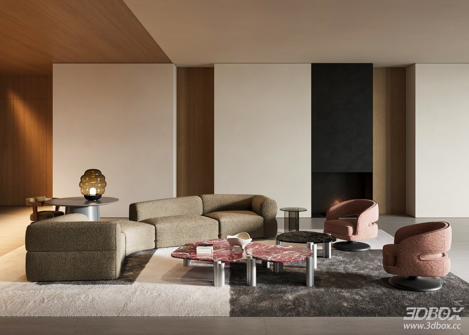 Molteni&C EMILE SOFA 04Modern Living Room Sofa Coffee Table Set Curved Sofa Sofa