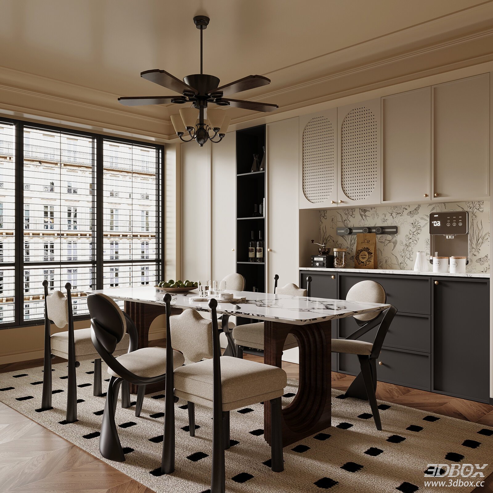 French Dining Room Dining Table Wine Cabinet