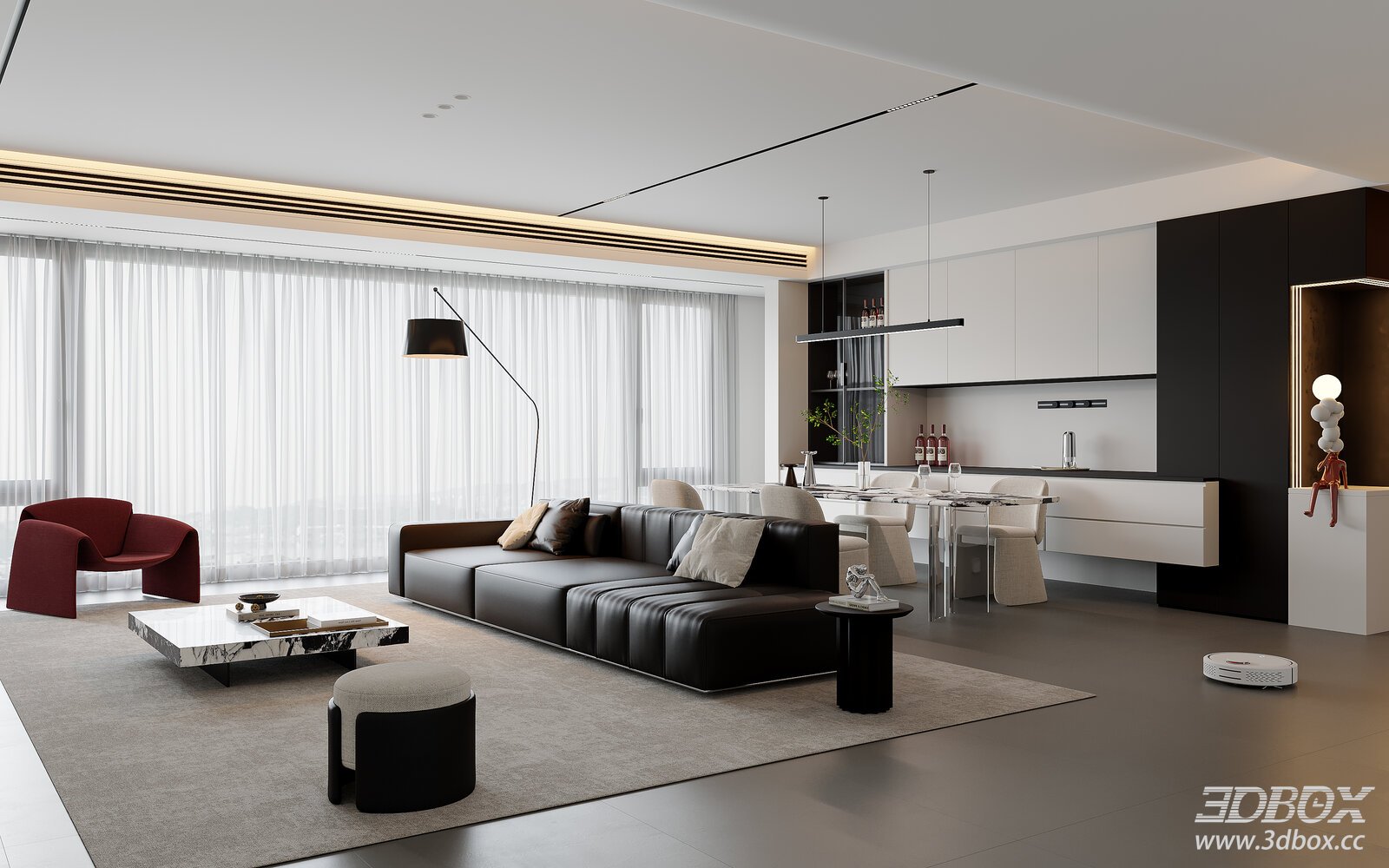 Modern Italian Dining Room Sofa Coffee Table Lounge Chair Dining Table Sideboard Floor Lamp Chandelier[ID_