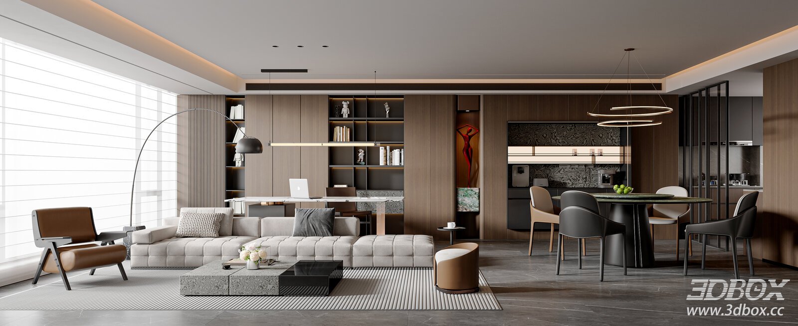 Modern Minimalist Dining Room Sofa Coffee Table Dining Table Sideboard Bookcase[ID_