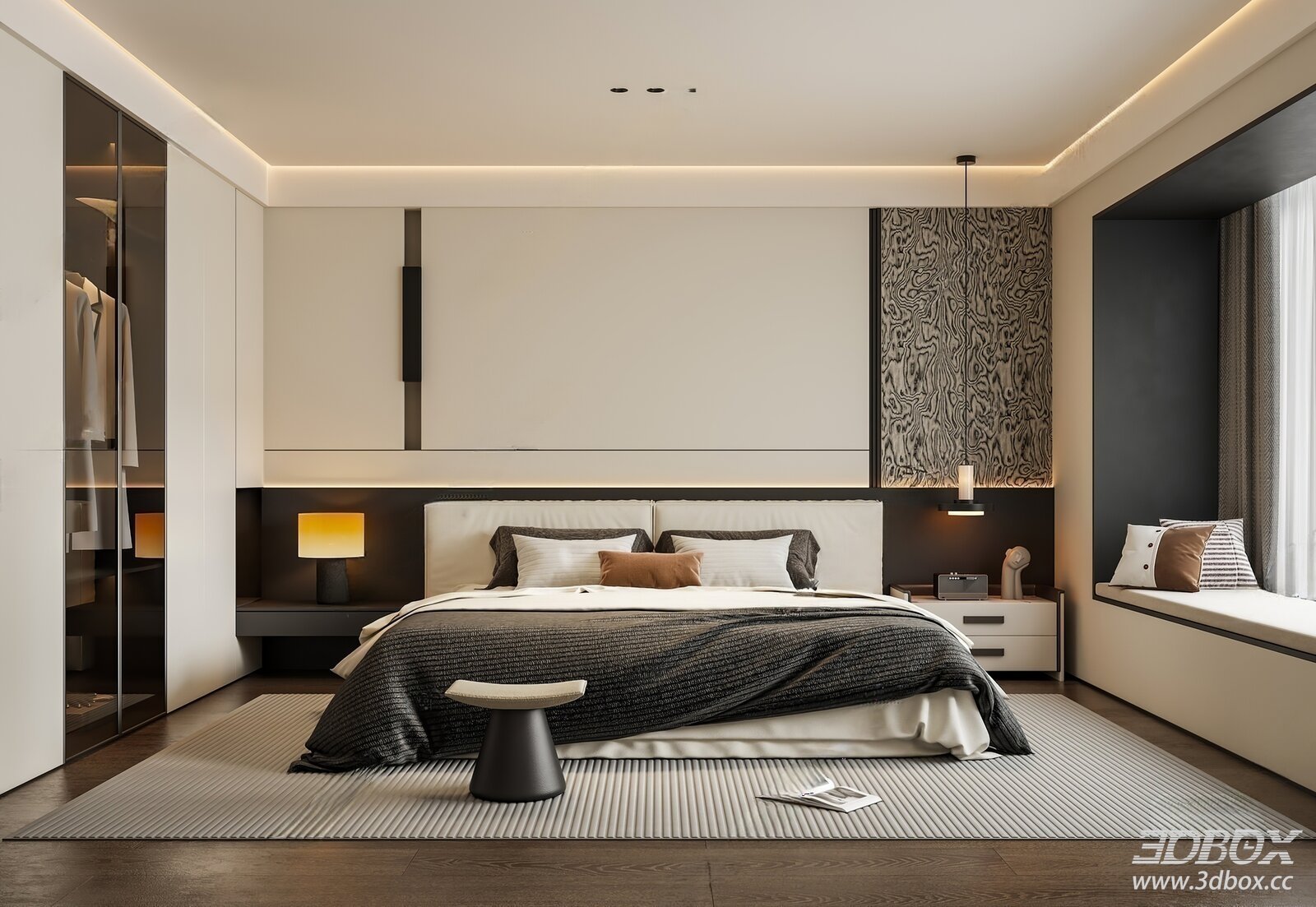 Italian Light Luxury Bedroom Bedroom Background Wall Bedroom Bedroom Double Bed Bedroom[I