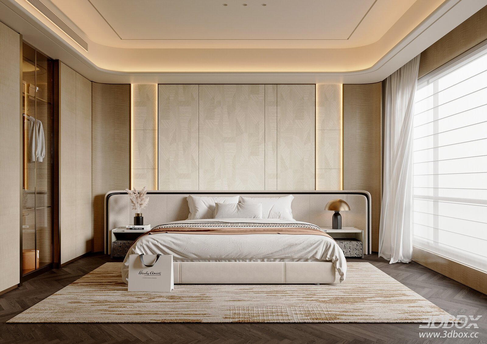 Light Luxury Bedroom Light Luxury Double Bed Minimalist Double Bed Bedroom Background Wall