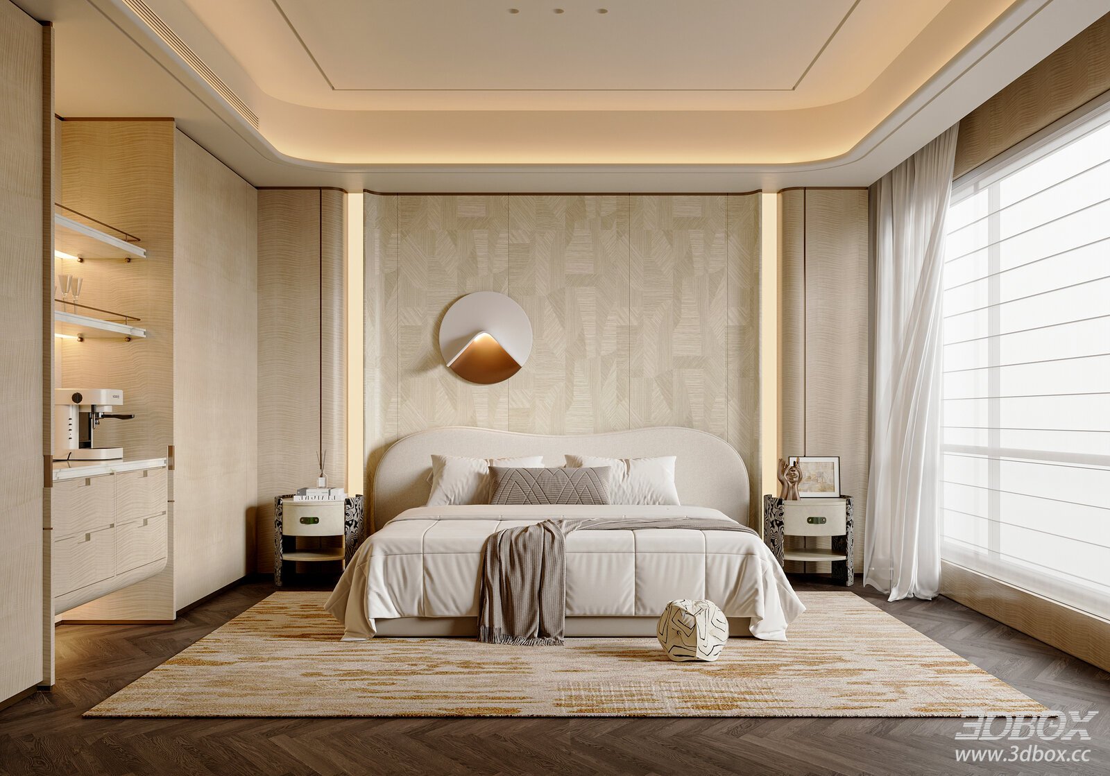 Modern Light Luxury Bedroom Light Luxury Double Bed Bedroom Background Wall Bedroom