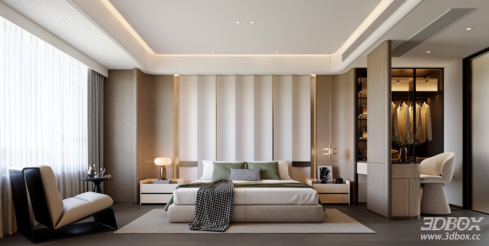Italian Light Luxury Open Plan Master Bedroom