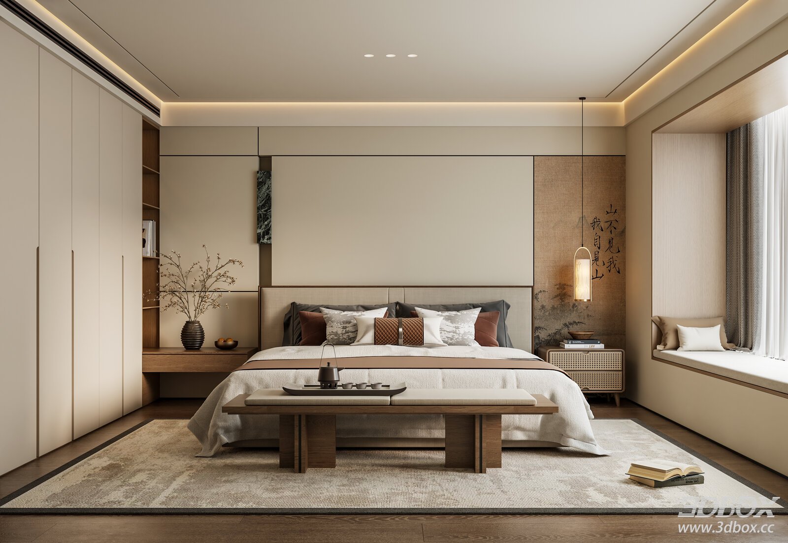New Chinese Bedroom Bedroom Double Bed Bedroom Master Bedroom[I
