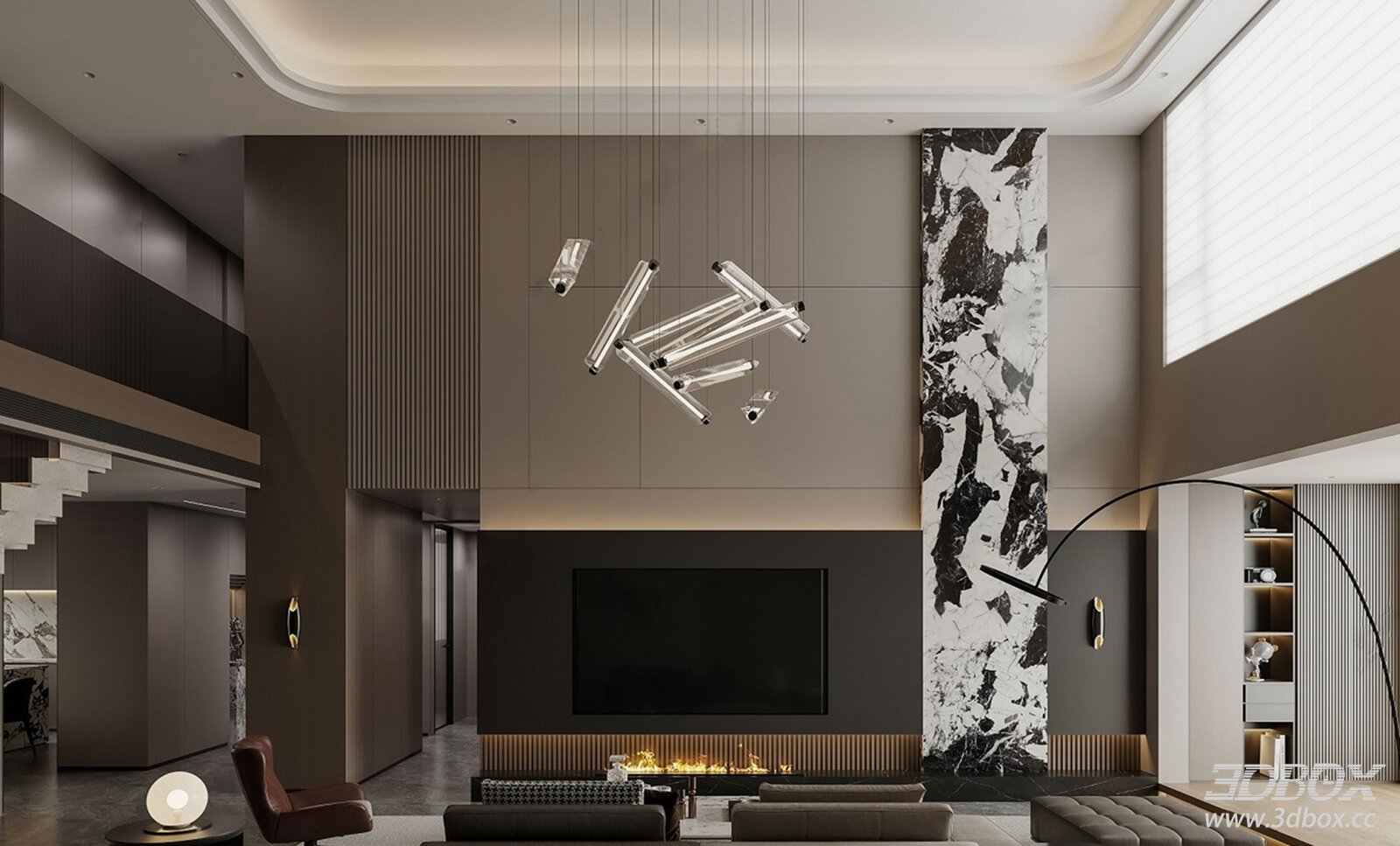 Modern Italian Living Room Modern TV Italian Villa TV Modern TV Modern Chandelier[ID