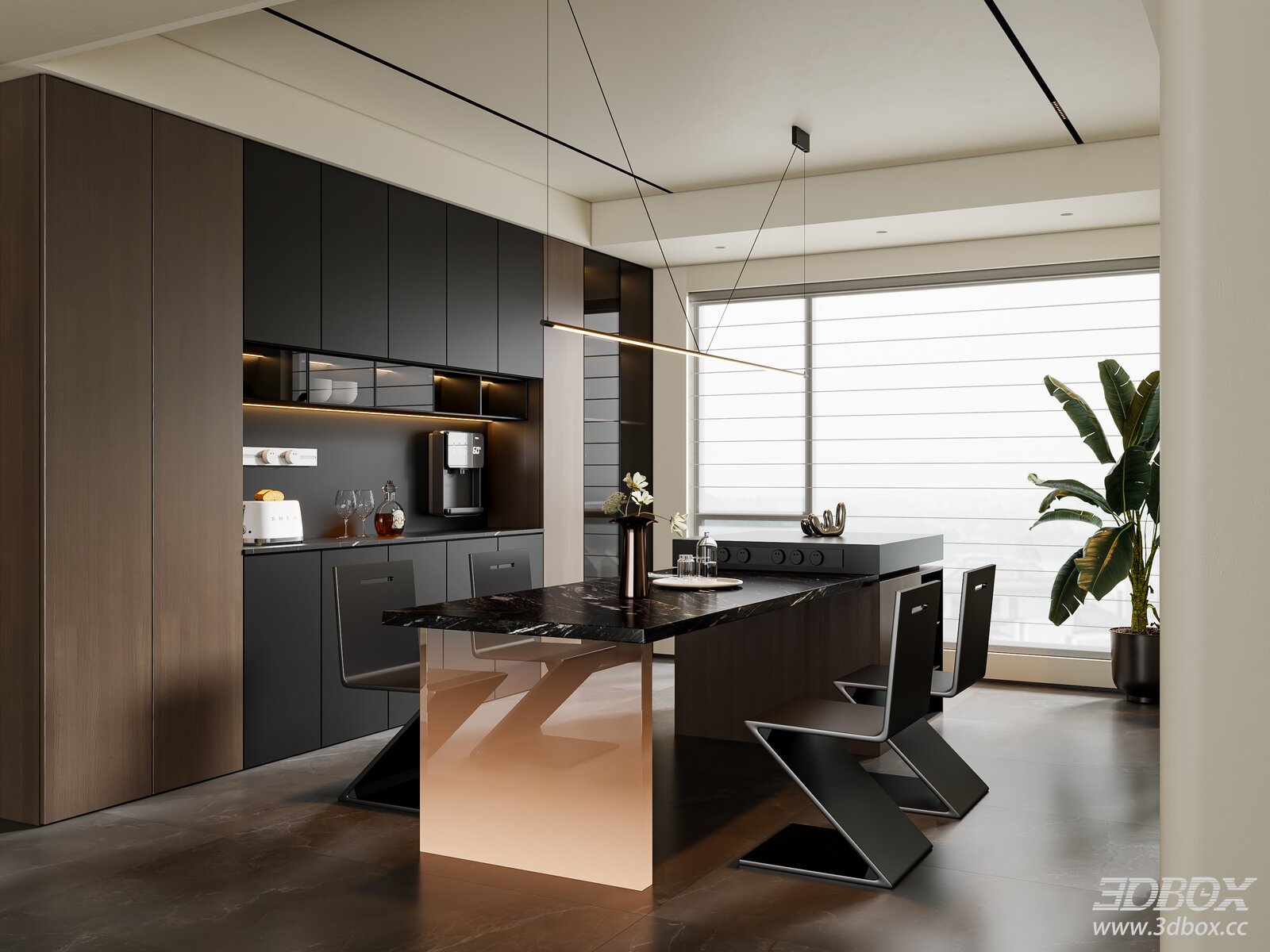 Modern Italian Dining Room Dining Table Chandelier Sideboard